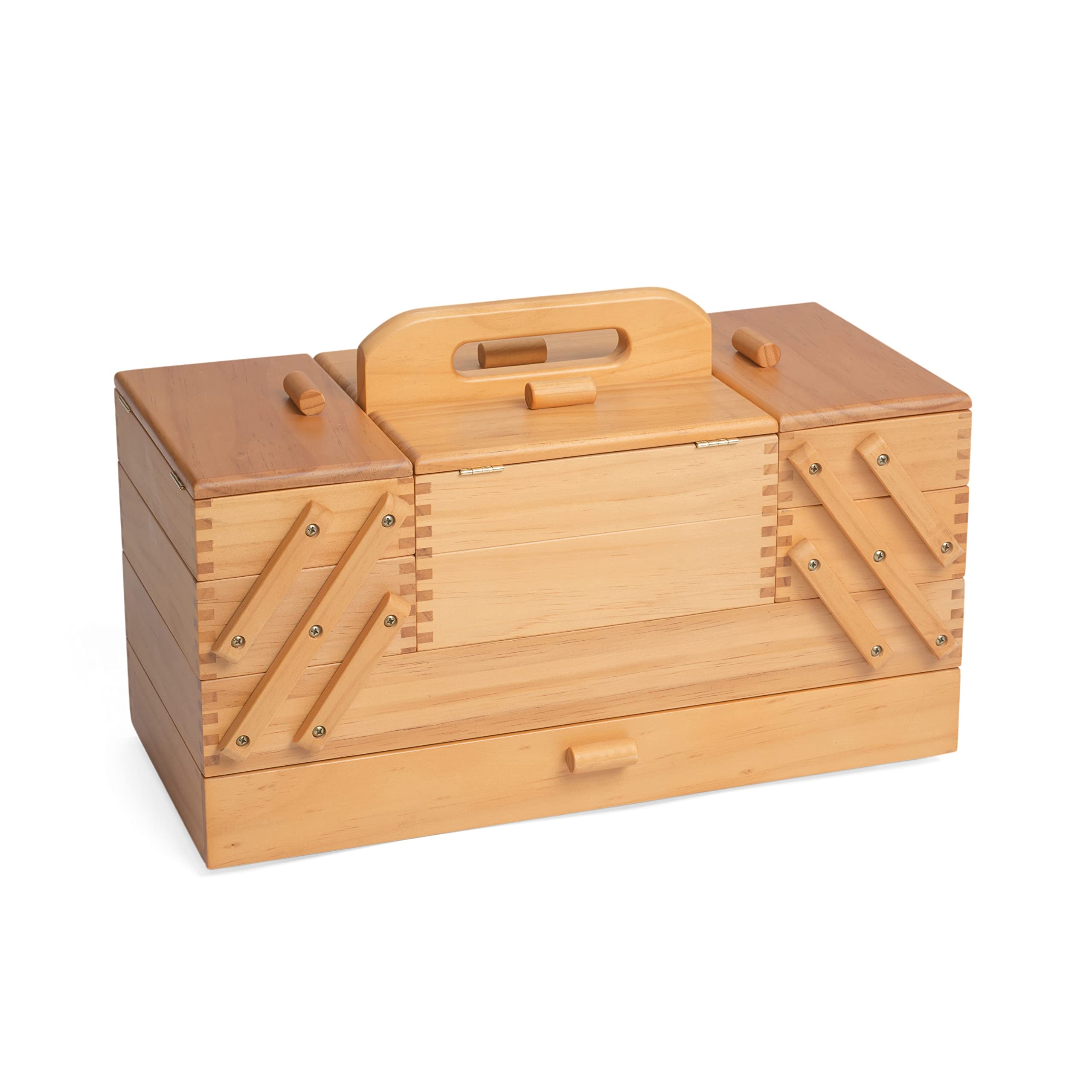 3-Tier Wooden Cantilever Sewing Craft Storage Box with Drawer - GB9600 - Perfect for Crafting, Quilting & Hobby Organization - Ideal for Sewing Rooms & DIY Workspaces