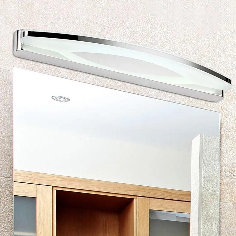 Oval Silver LED Bathroom Mirror Lights - Modern Vanity Mirror with Adjustable Brightness for Makeup, Shaving & Home Decor