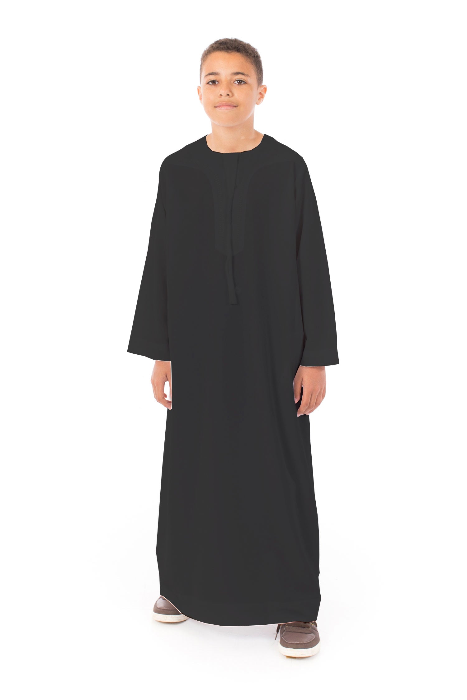 Black Arab Omani Kids Jubba - Traditional Islamic Dress for Boys & Girls - Perfect for Eid, Ramadan & Special Occasions