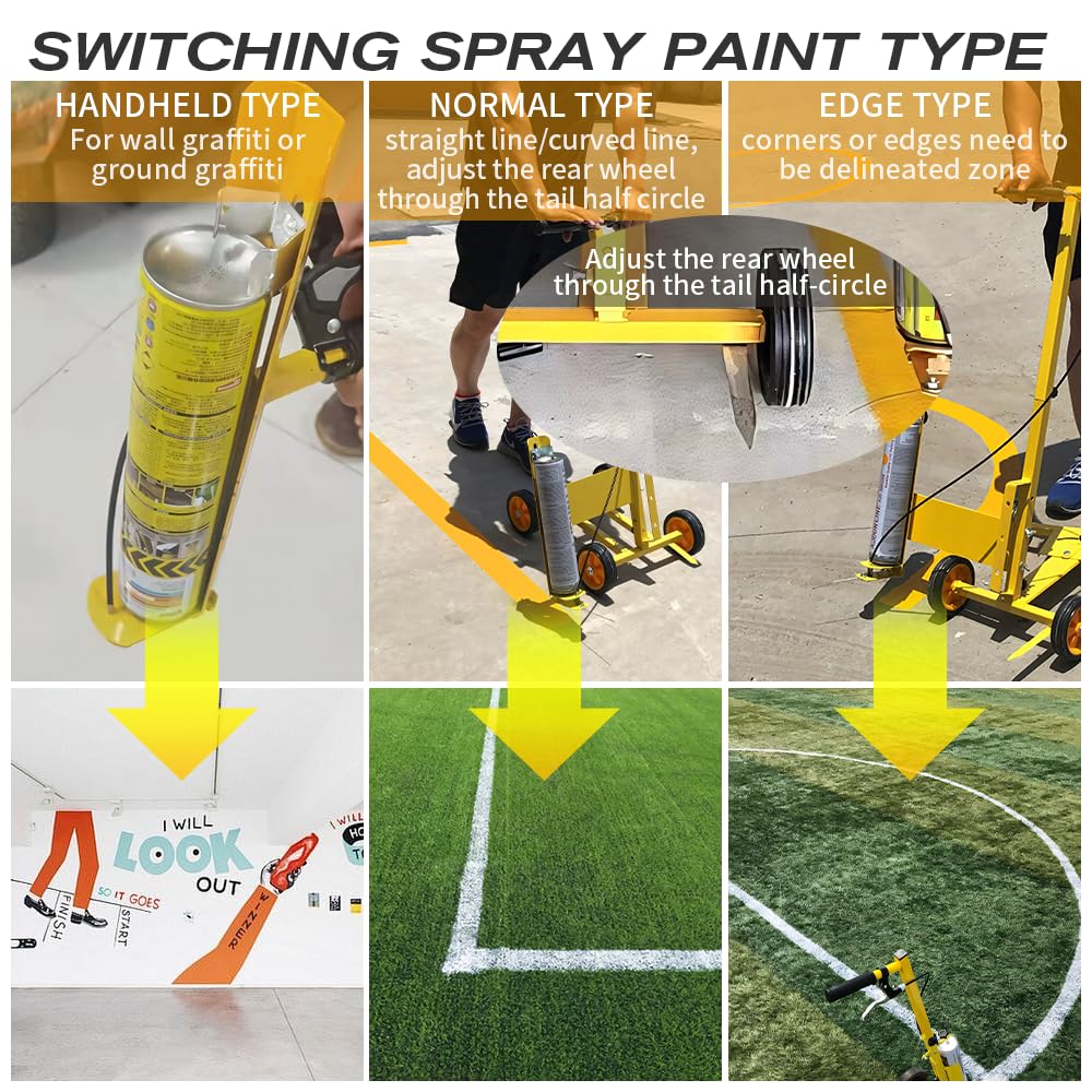 BAUSATZ Parking Lot Striping Machine - Professional Spray Paint Line Marker for Driveways, Concrete & Basketball Courts | Draw Lines, Arcs, S-Lines & Circles | Perfect for Road Marking, Warehouse Floor Painting & Sports Court Maintenance