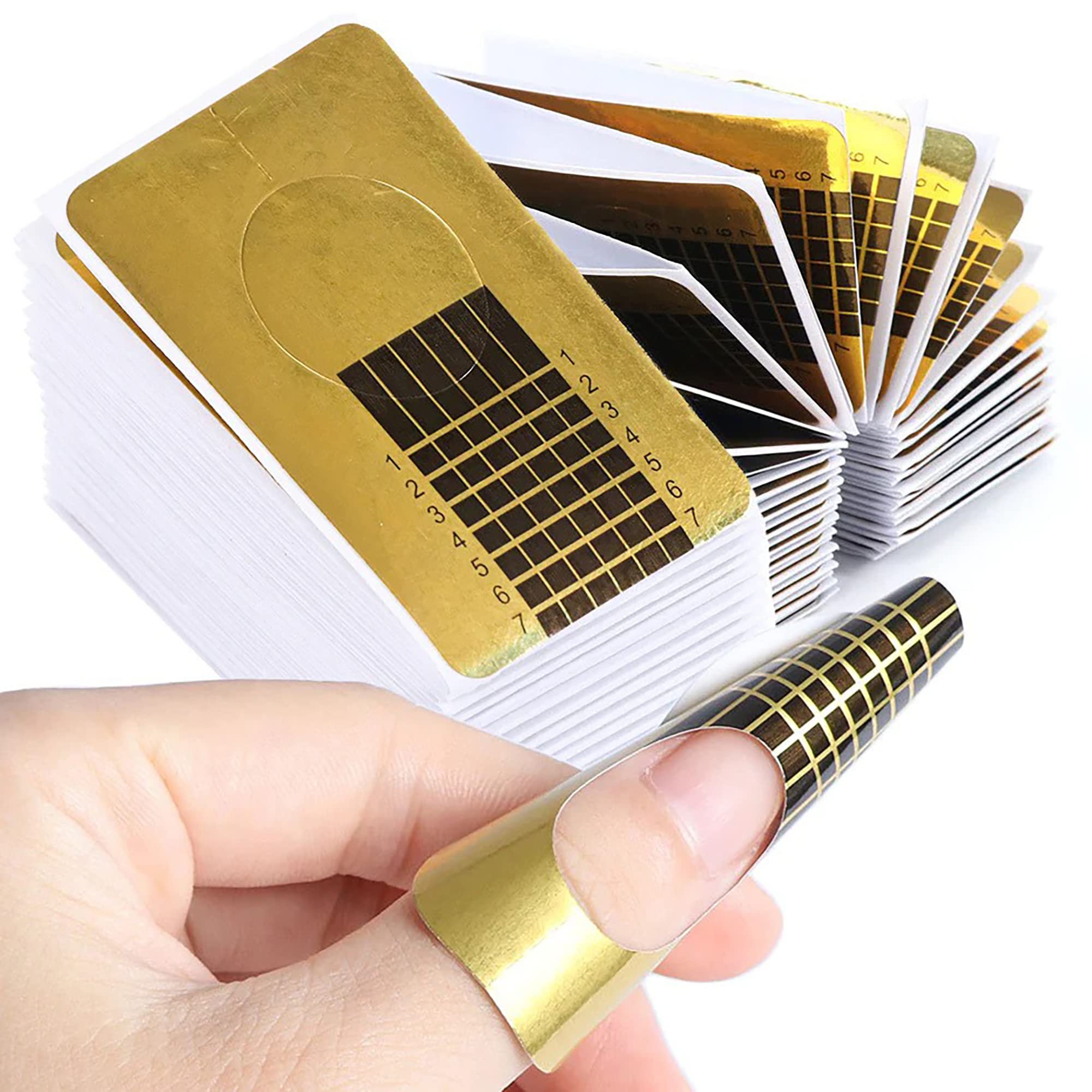 Premium Golden Horseshoe Nail Extension Forms - 100pcs Thick Paper Stickers for Acrylic & Gel Nail Art | Professional Nail Building Accessories | Perfect for Salon, DIY Manicures & Nail Art Designs