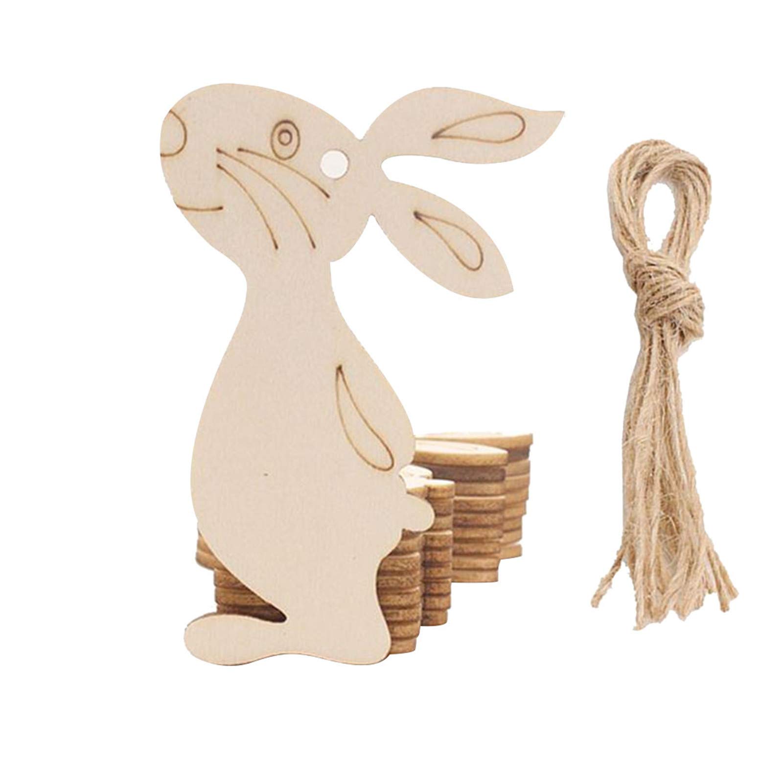 10pcs Beige Bunny Anime Wooden Ornaments for Christmas Tree & Easter DIY Home Decor - Perfect for Holiday Gifts, Party Decorations, and Seasonal Home Styling