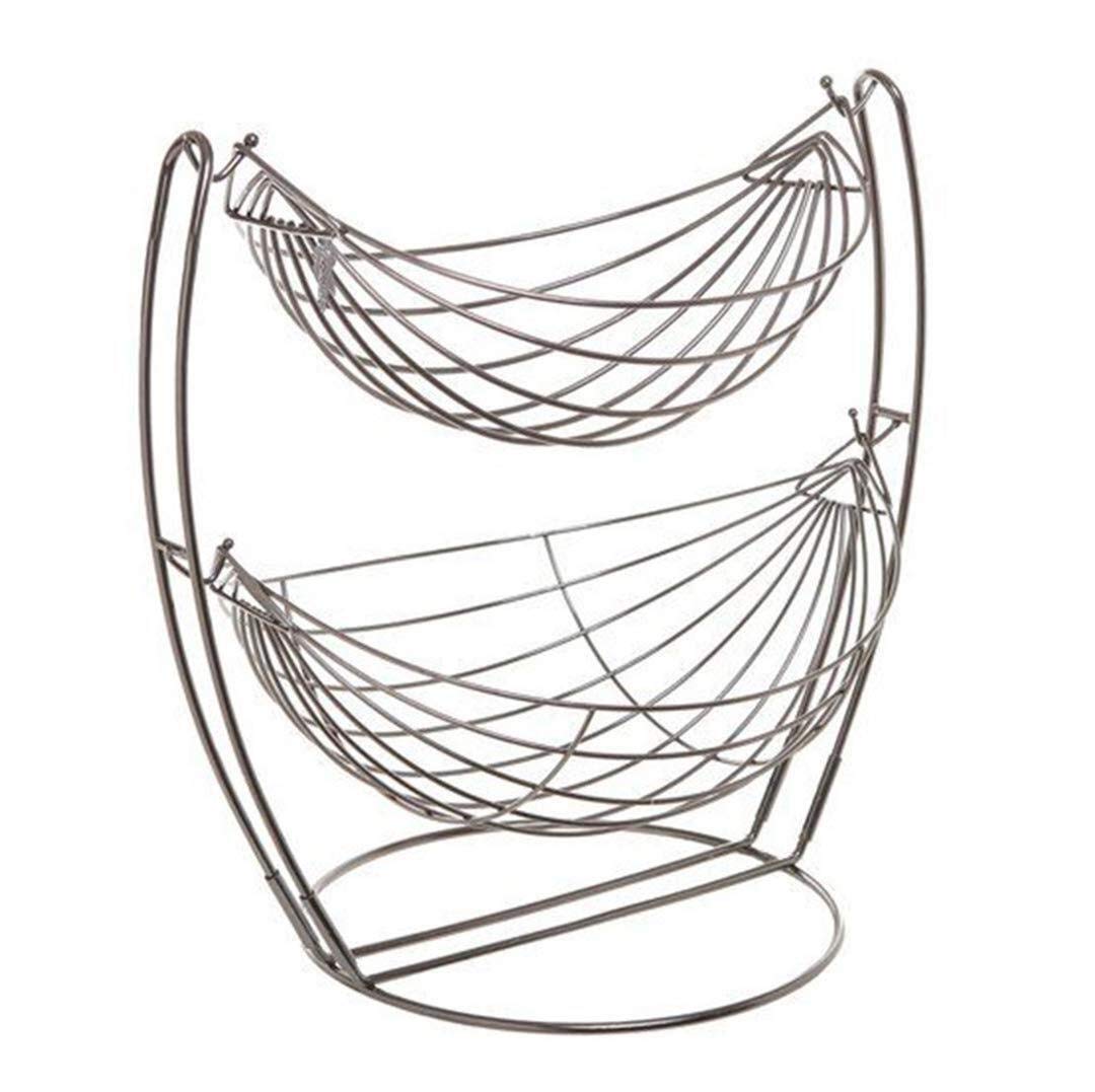 European Wrought Iron Detachable Fruit Bowl & Snack Tray - Double Storage Basket for Dried Fruits, Nuts, and Snacks - Perfect for Kitchen Counter, Dining Table, and Party Serving