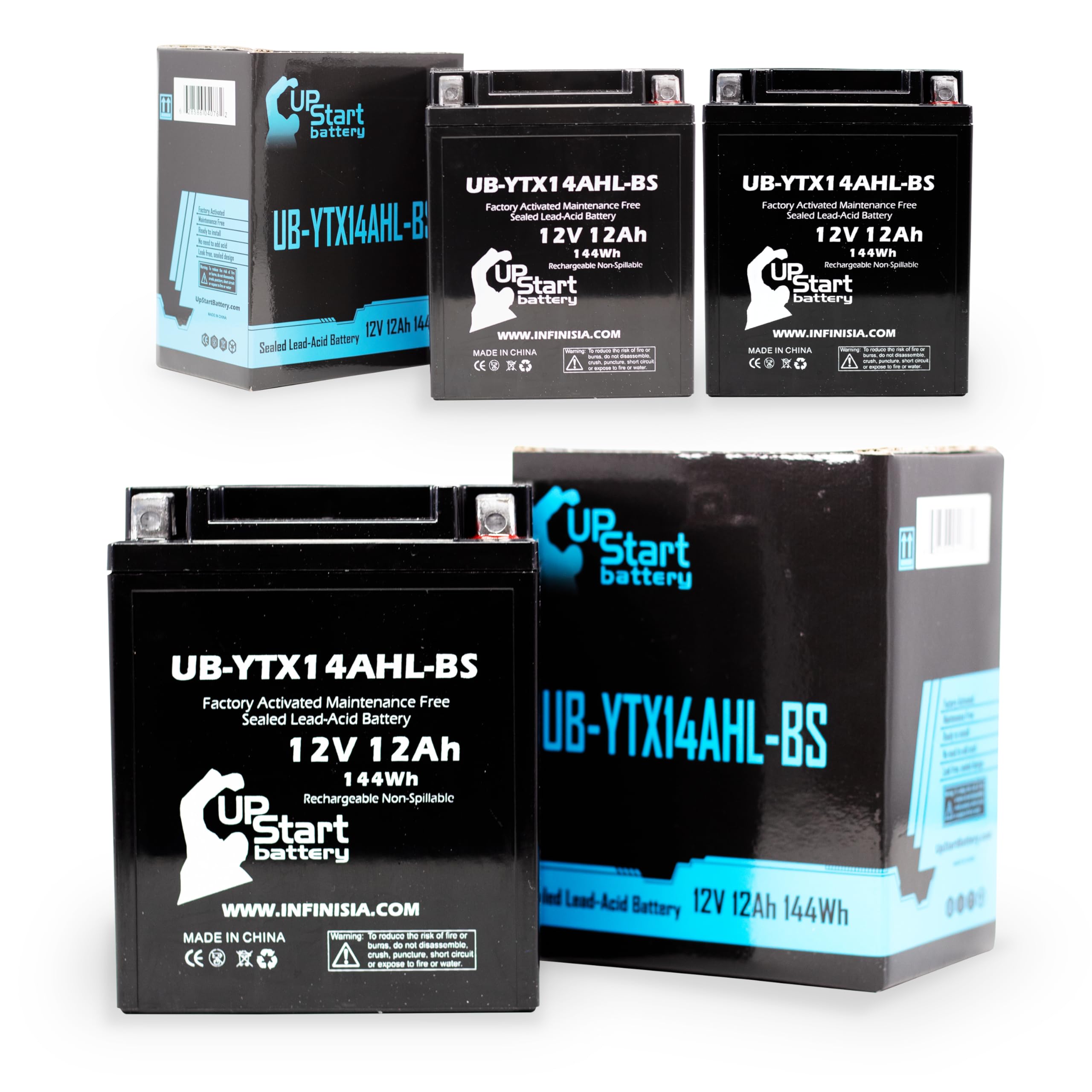 3-Pack UB-YTX14AHL-BS Motorcycle Battery Replacement for 2005 Moto Guzzi Breva 750 (750CC) - 12V 12AH Maintenance-Free AGM Battery by UpStart - Perfect for Motorcycle Upgrades, Long Rides & Emergency Power Backup