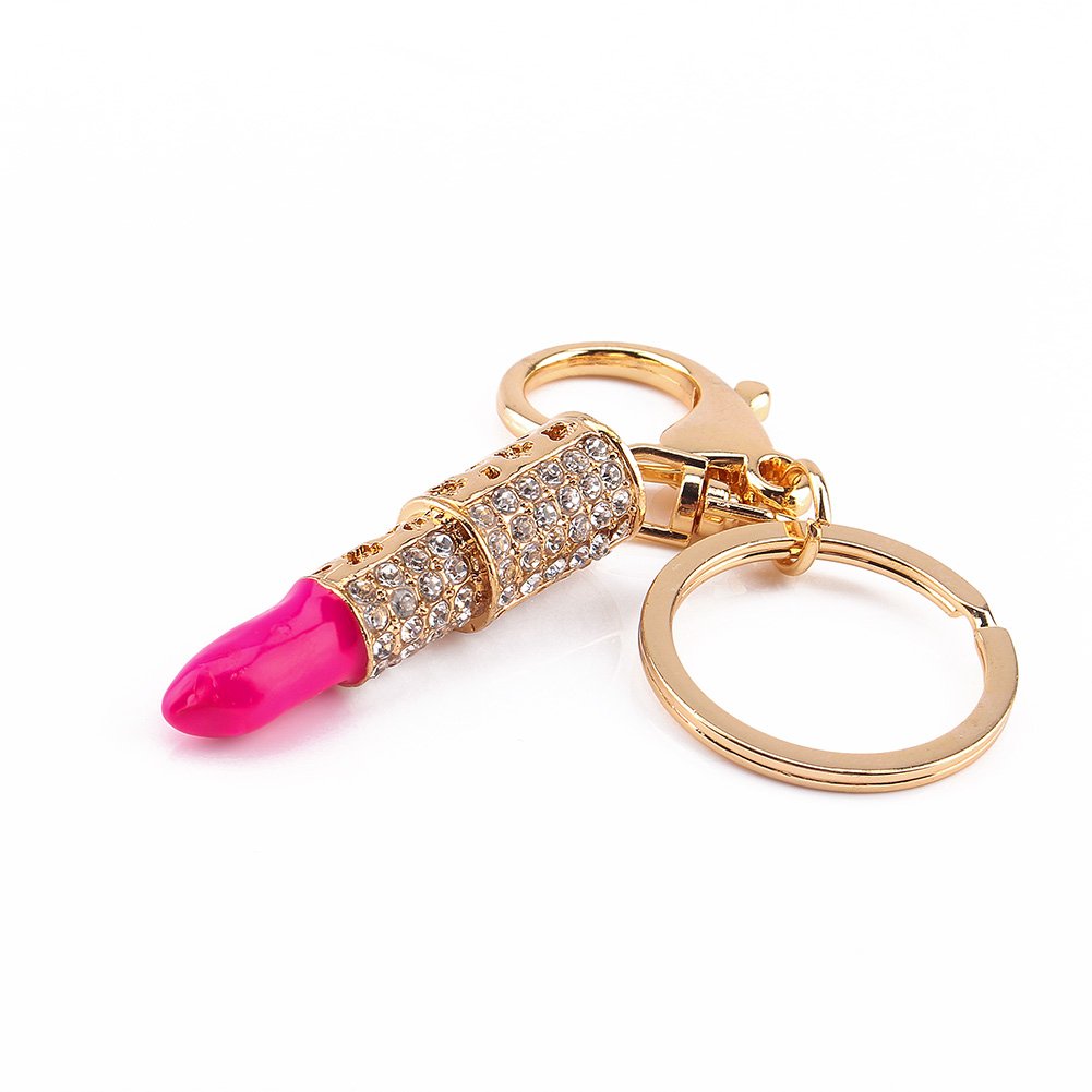Yosoo Crystal Lipstick Keychain - Rhinestone Purse Charm Pendant for Women & Girls | Fashion Accessories Gift for Christmas, Birthday, Party | Perfect for Handbags, Wallets & Keyrings
