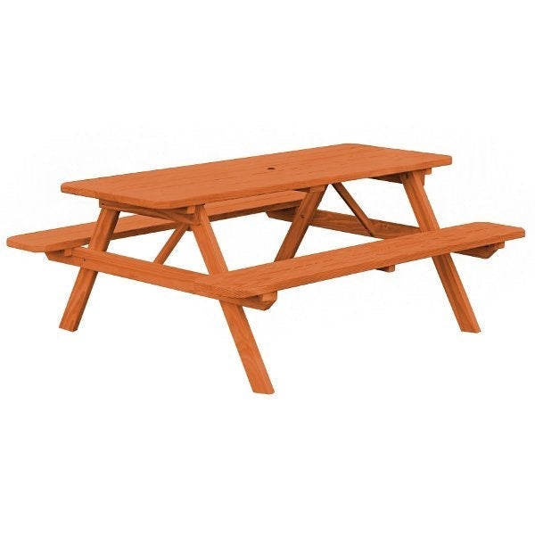 6ft & 8ft Spruce Wood Picnic Table with Attached Benches - Outdoor Dining, Backyard BBQ, Park & Camping Furniture - Durable All-Weather Patio Table for Family Gatherings