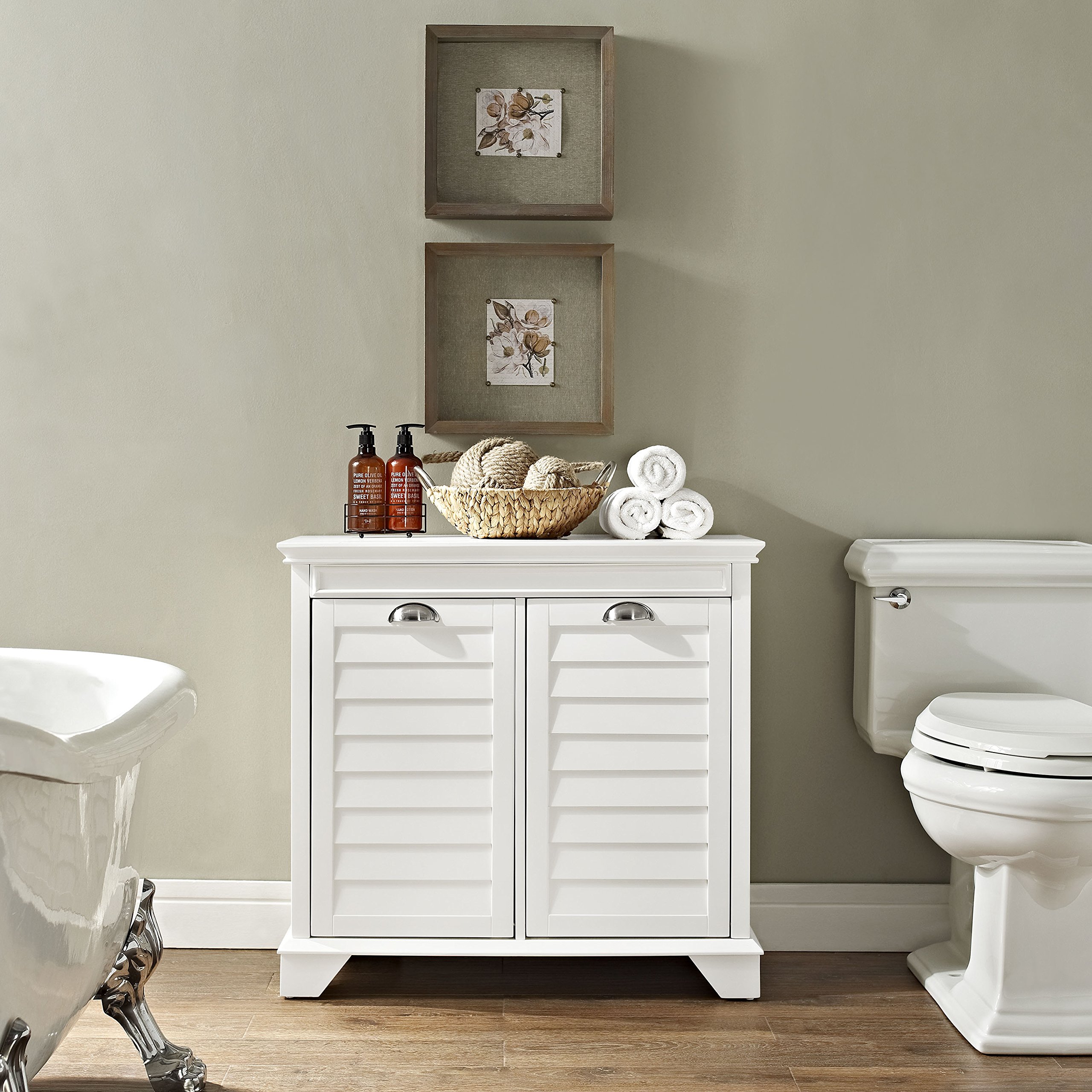 Crosley Furniture Lydia Laundry Hamper with Linen Sorting Bags - White Bathroom Storage Organizer for Clothes, Towels & Home Organization | Perfect for Bedroom, Laundry Room & Bathroom Storage Solutions