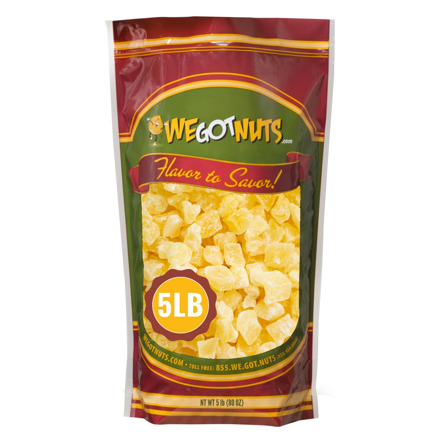 Premium Dried Pineapple Chunks - 5lb Bulk Bag | Kosher Certified, Rich in Vitamins, Minerals & Fiber | Healthy Vegan Snack for Hiking, Office & Kids Lunch | Antioxidant-Rich Natural Sweet Treat