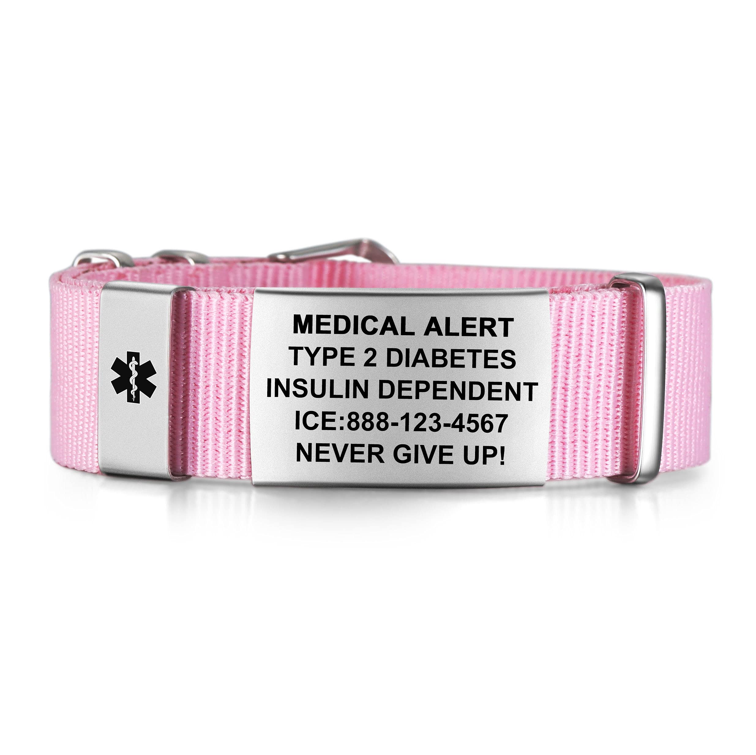 Medical Alert Bracelets for Men & Women - Adjustable Emergency ID Bracelet with Free Engraving | Waterproof Nylon Wristband for Sports & Daily Wear | Ideal for Seniors, Diabetics & Allergy Patients