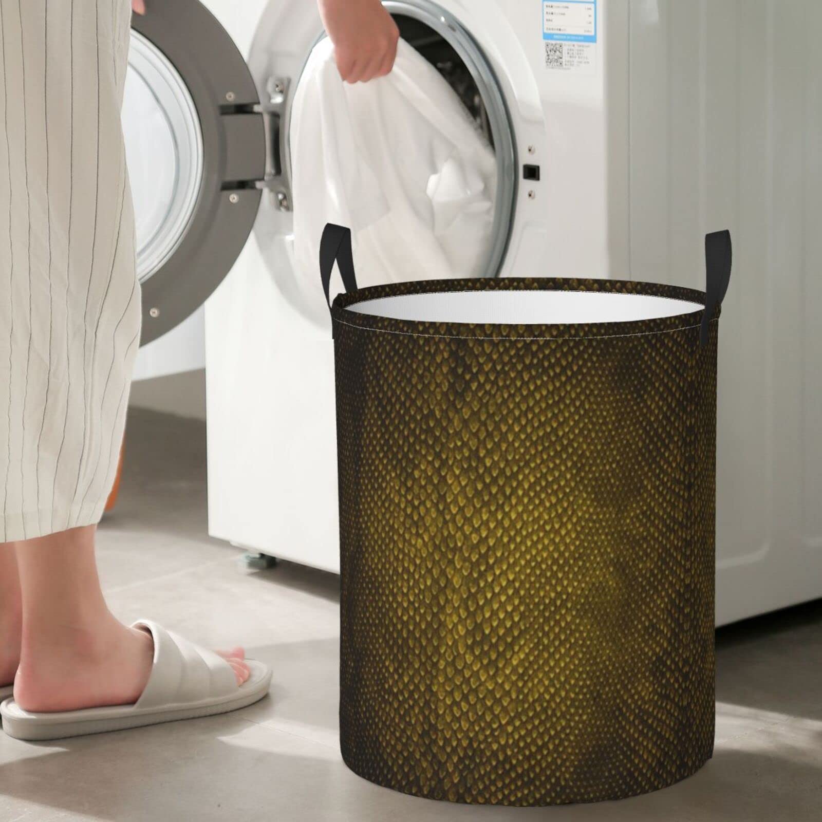 Snake Skin Laundry Hamper - Stylish Woven Clothes Basket for Women, Toy Storage Organizer & Dirty Clothes Bin - Perfect for Bedroom, Nursery, or Dorm Room Organization