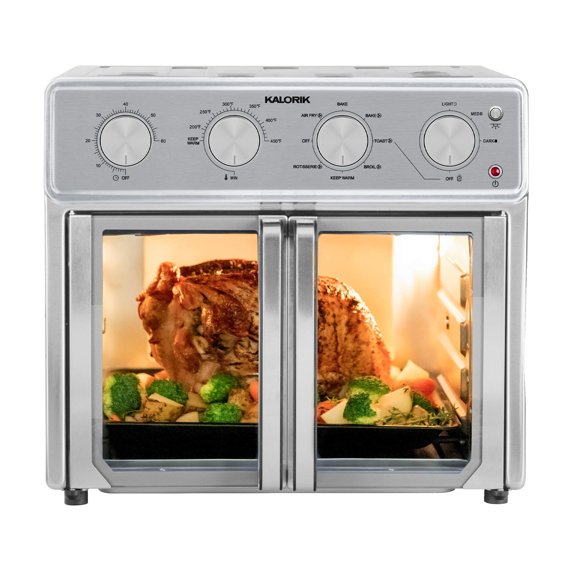 Kalorik MAXX® 26 Quart 9-in-1 Air Fryer Oven Combo - Countertop Toaster Oven with Air Fry, Bake, Roast, Rotisserie Functions - 1700W Stainless Steel - Includes 7 Easy-to-Clean Accessories (AFO 47267 OW) - Perfect for Family Cooking, Meal Prep & Healthy Air Fried Snacks