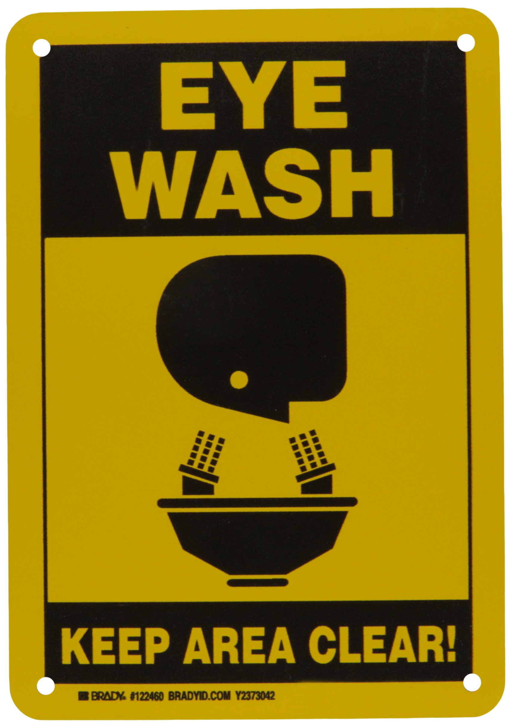 Brady 122460 Emergency Eye Wash Station Sign - ANSI Compliant Safety Signage for Laboratories & Workplaces | First Aid & Chemical Safety Equipment