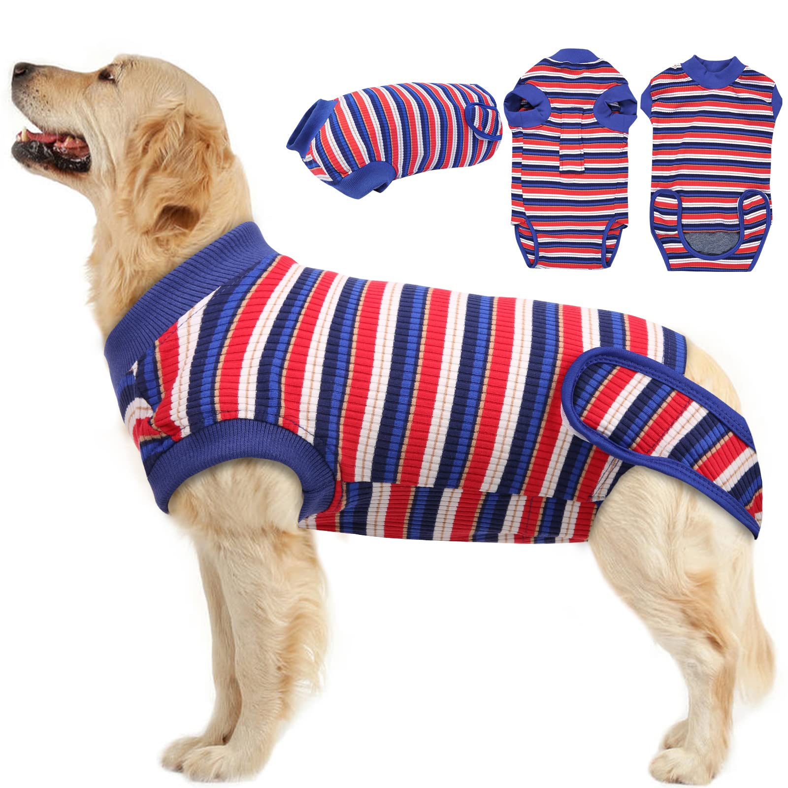 Kuoser Dog Recovery Suit - Post-Surgery Onesie for Dogs & Cats, Male & Female Pet Abdominal Wound Protector, Anti-Licking Vest for Spay/Neuter, Skin Disease Bandage - Alternative to E-Collar & Cone - Perfect for Post-Op Care, Wound Healing & Allergy Protection