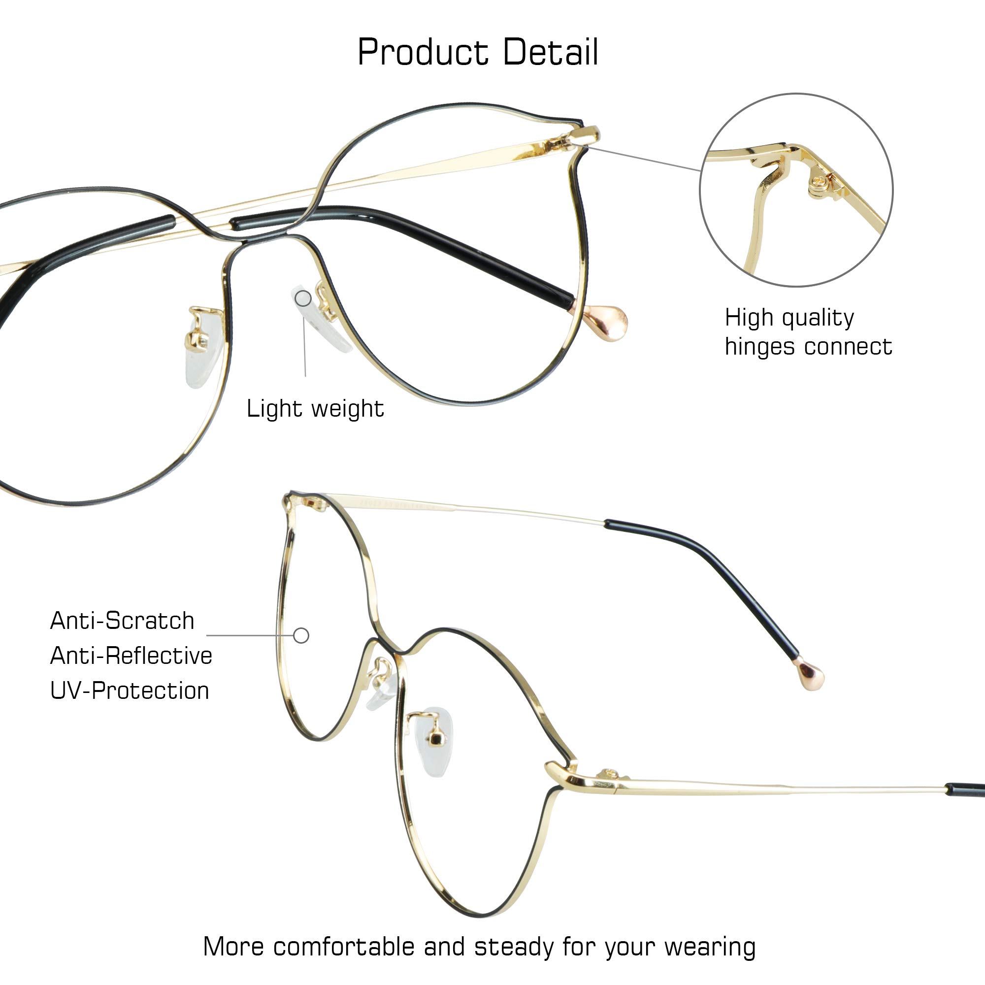 VisionGlobal Blue Light Blocking Glasses for Women - Anti Eyestrain Computer Glasses with Stylish Oval Frame - Perfect for Office Work, Gaming & Nighttime Screen Use