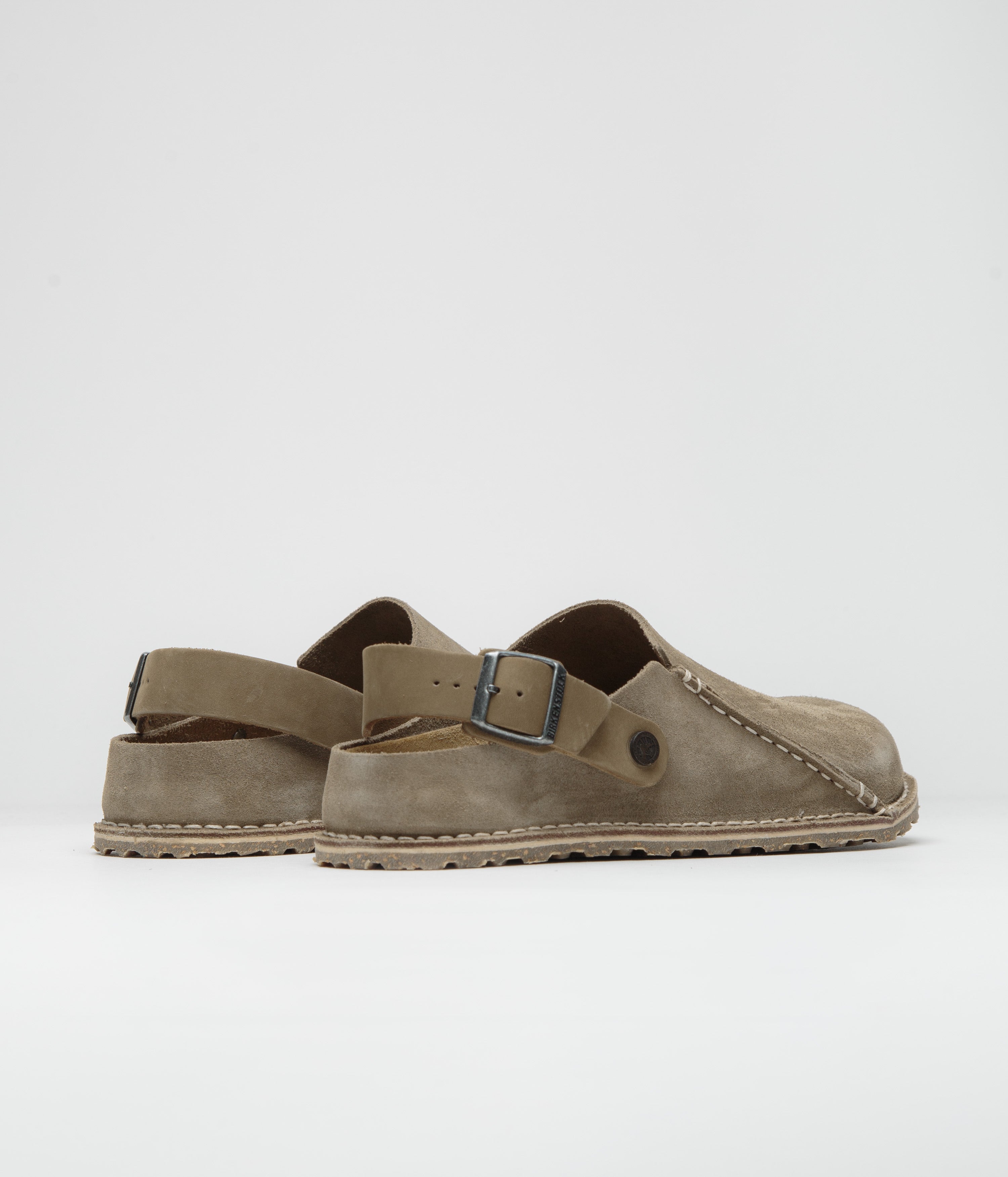 Birkenstock Lutry Premium Suede Sandals for Women - Comfortable Grey Taupe Leather Slides - Perfect for Summer, Beach, and Casual Wear