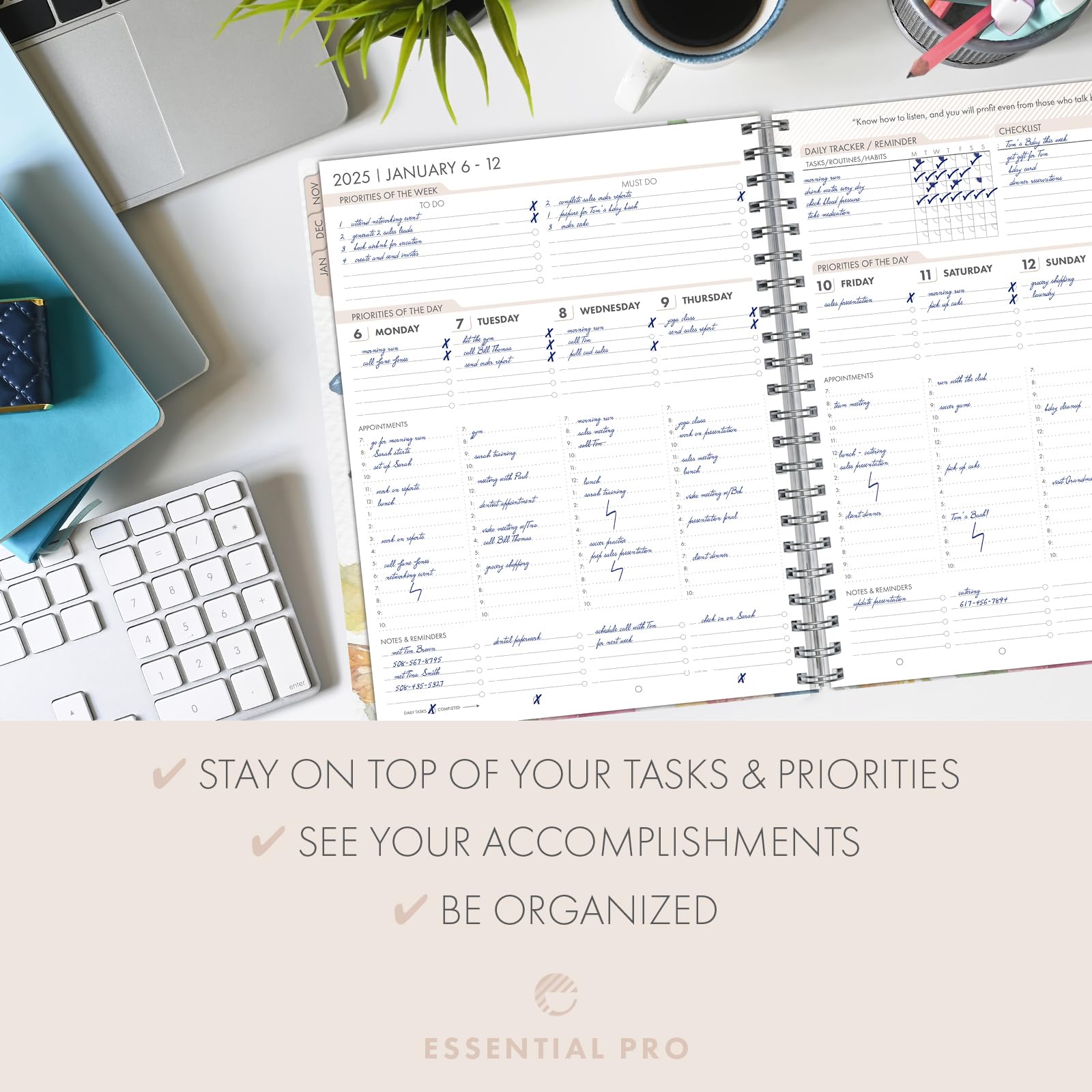 Essential PRO 2025 Daily Weekly Monthly Planner - 8.5