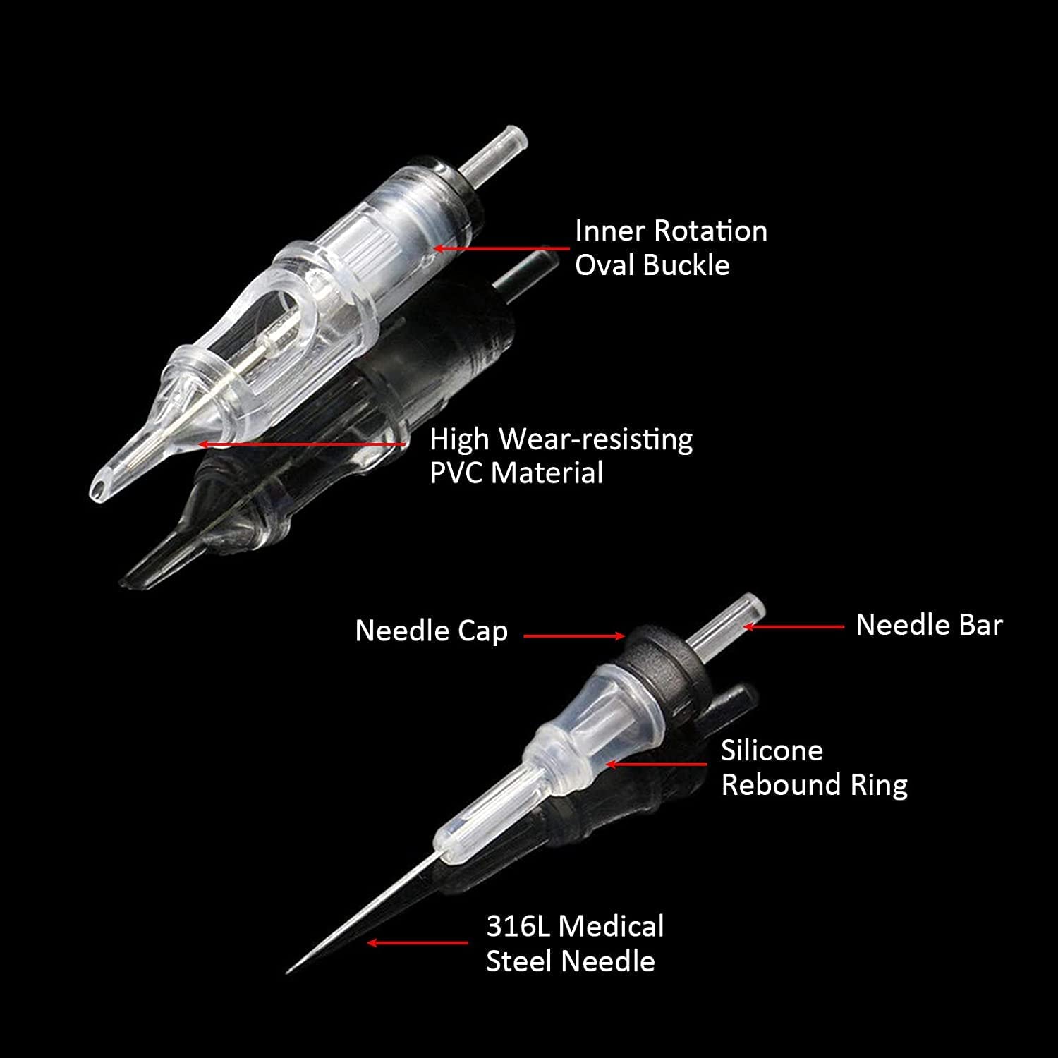 Emalla 20Pcs Disposable Tattoo Needles 1205RL Round Line Cartridge - 0.35mm Standard Tattoo Machine Needles for Beginners & Professional Artists | Perfect for Tattoo Kits, Body Art & Permanent Makeup