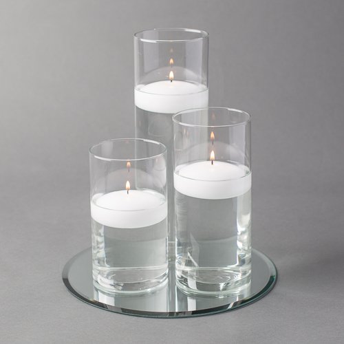 Eastland 48-Piece Round Mirror & Cylinder Vases Centerpiece Set with Floating Candles - 10