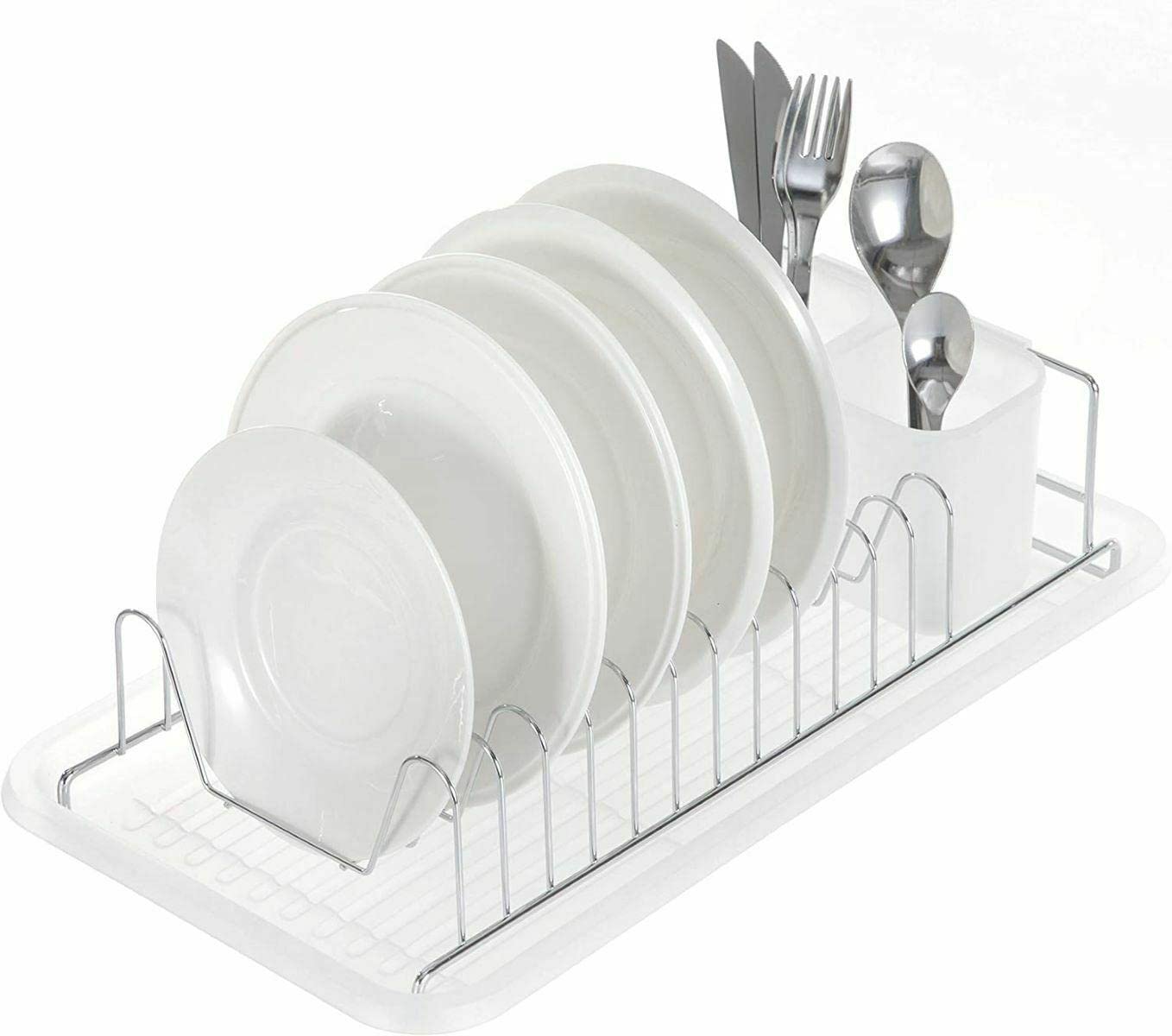 BebLP Compact Kitchen Sink Dish Drying Rack with Cutlery Holder & Drain Board - Space Saving Dish Drainer for Utensils, Plates & Cups - Perfect for Small Kitchens, Apartments & RVs