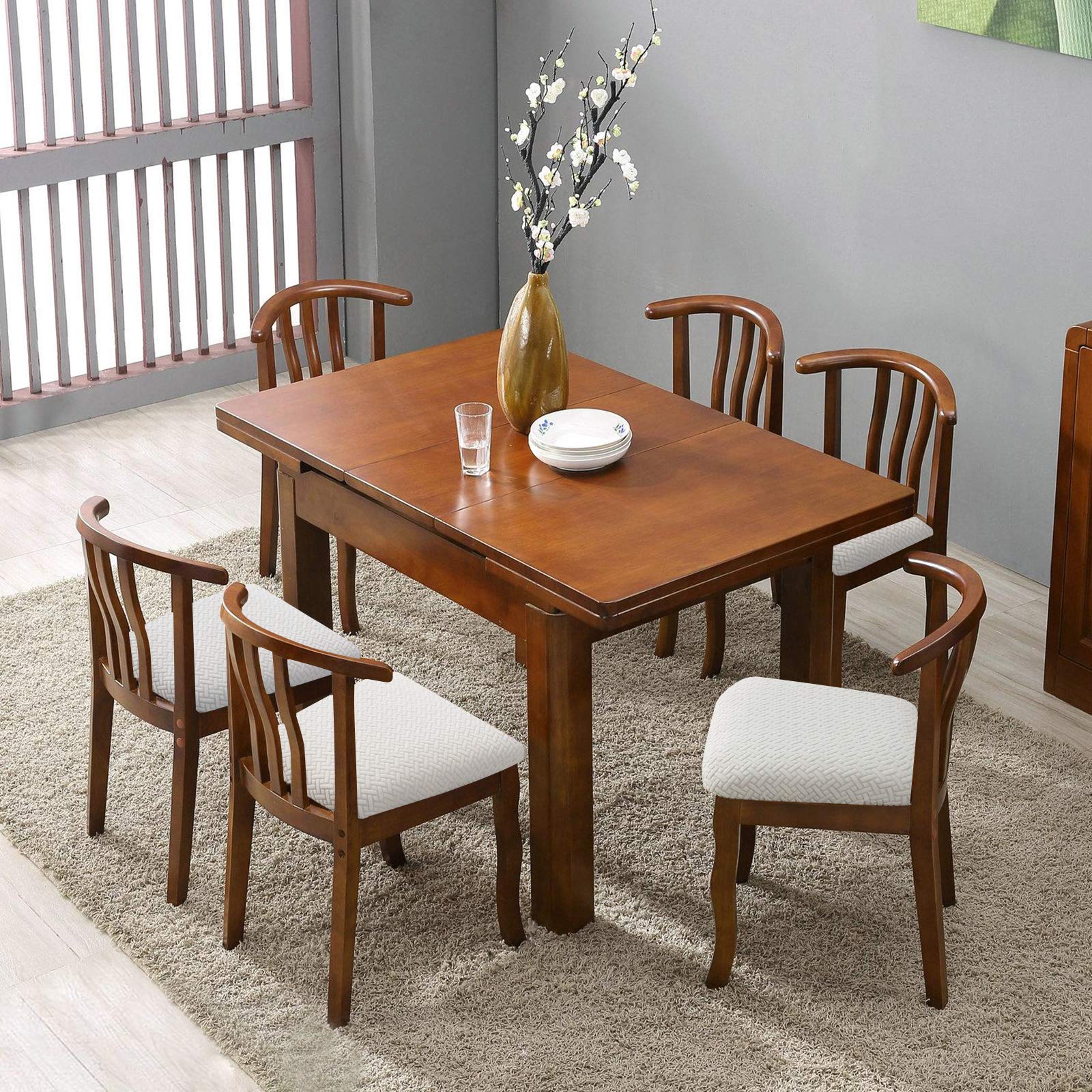 White Dining Chair Covers 2-Pack - Waterproof Kitchen Seat Slipcovers for Home & Restaurant Use