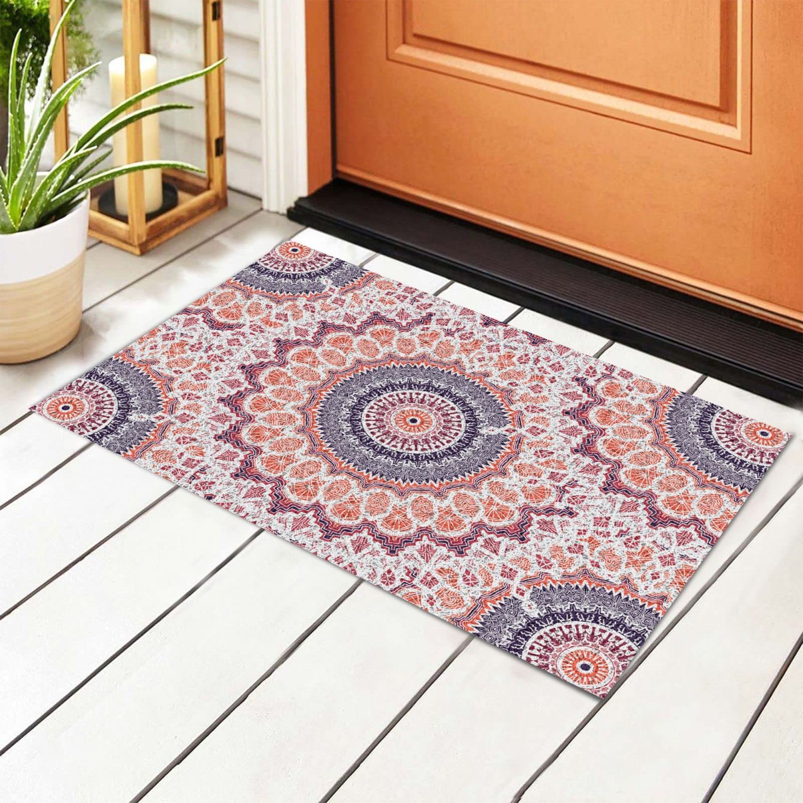 Boho Mandala Welcome Mat - Non-Slip Indoor/Outdoor Rug for Home Decor