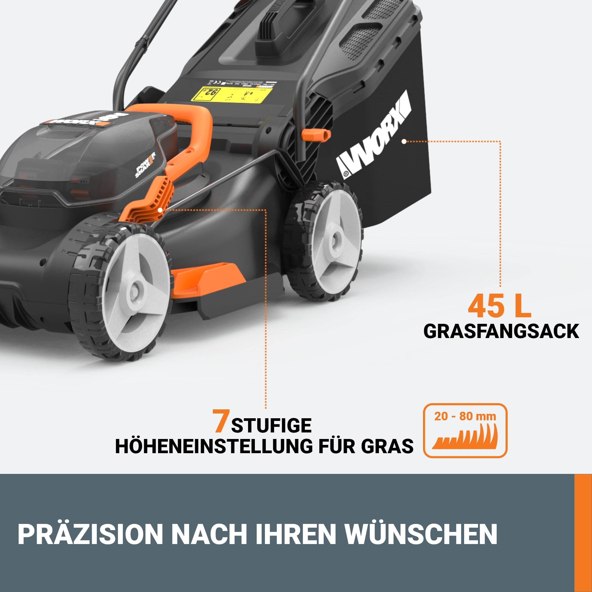 WORX WG743E 40V Cordless Lawn Mower with Mulching Function & PowerShare Battery – Professional Lawn Care for Gardens Up to 500m² – Perfect for Backyard, Front Yard & Medium-Sized Landscaping