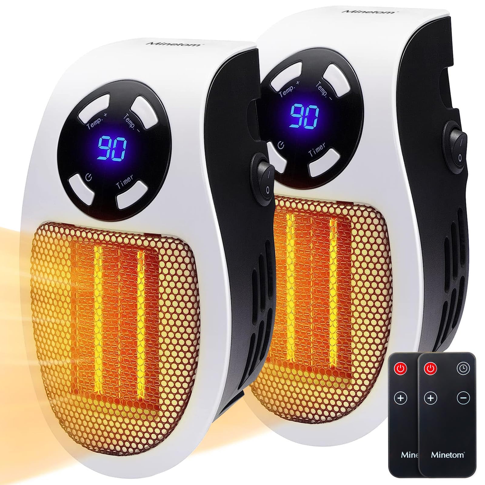 450W Programmable Space Heater with Remote Control - Adjustable Thermostat, Timer & LED Display - Compact Electric Heater for Office, Dorm Room (2 Pack) - Perfect for Winter Home & Workspace Heating