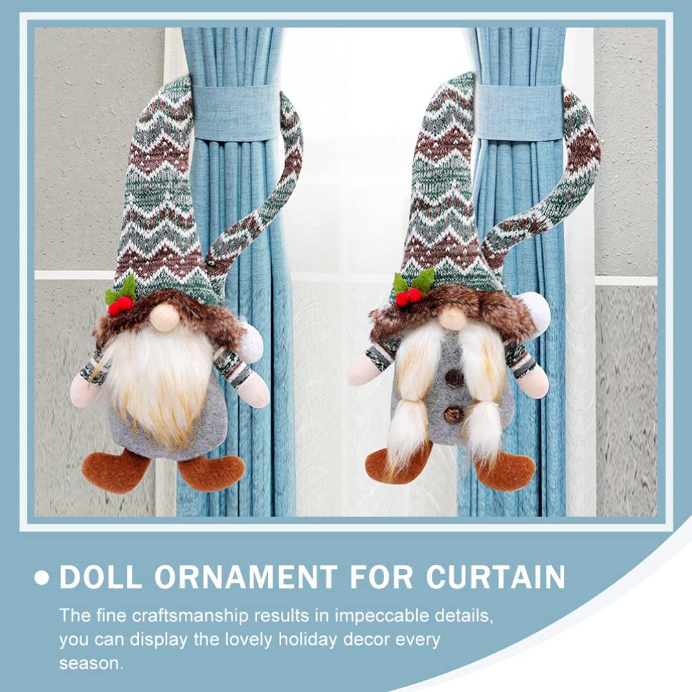 PRETYZOOM 2-Pack Christmas Plush Gnome Doll Curtain Holdbacks - Festive Xmas & Halloween Decor, Shower Curtain Hooks, Nordic Polyester Ornaments for Holiday Home Decor