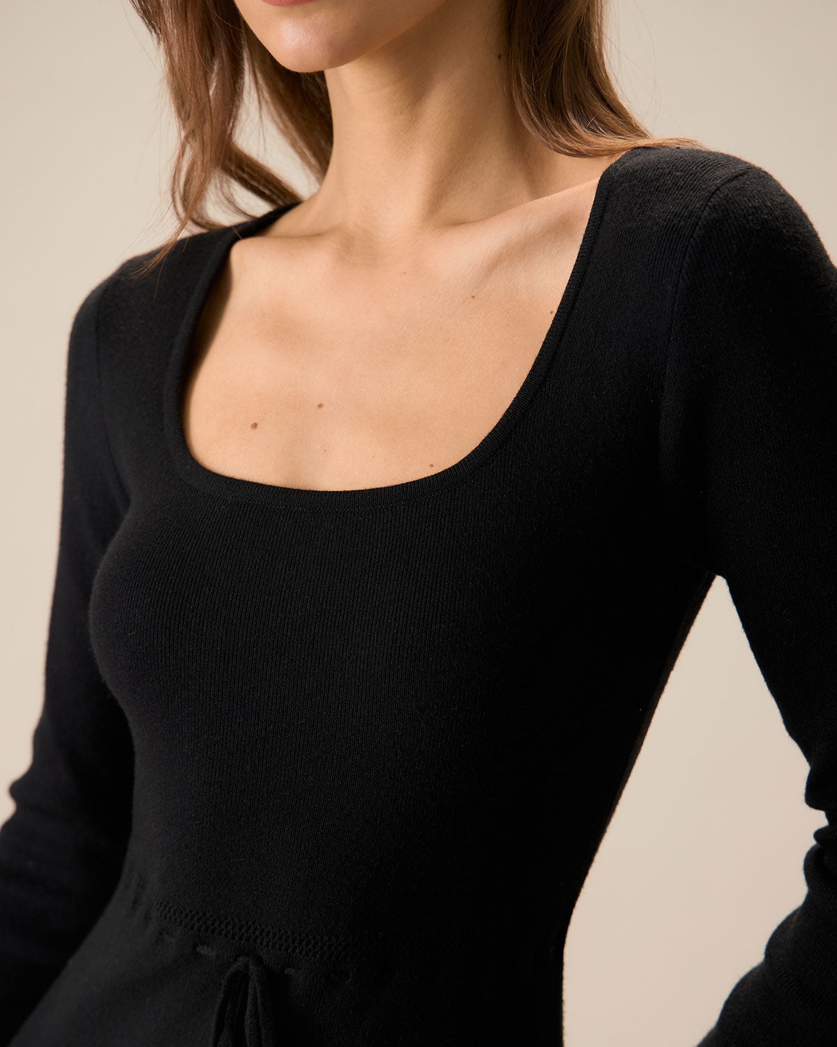 Elegant Black Square Neck Mermaid Sweater Maxi Dress for Women - Perfect for Evening Parties, Date Nights & Special Occasions