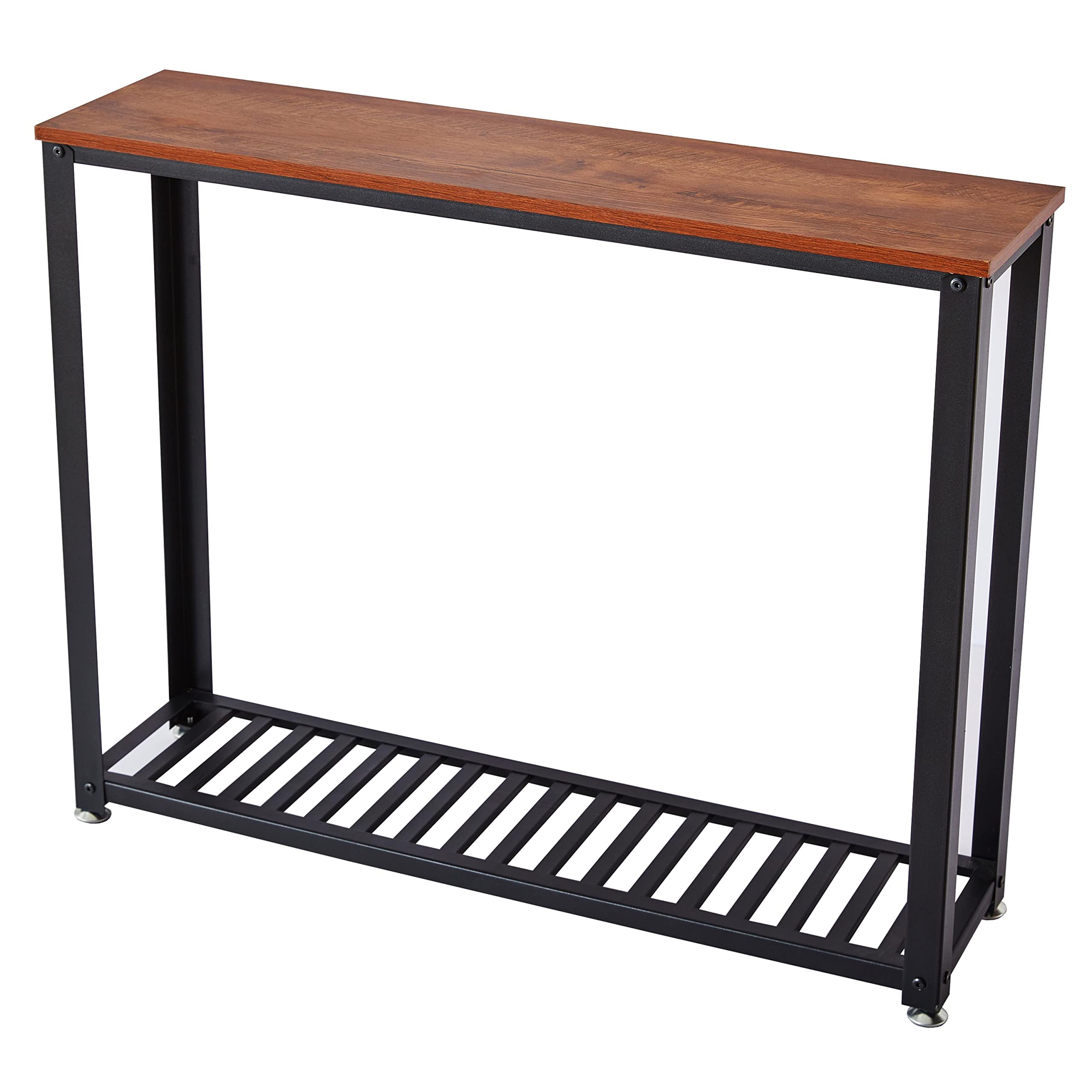 XUDREZ 2-Tier Console Table with Shelves - Entryway Sofa Table for Hallway, Living Room - Brown Wooden Accent Table (38.6 x 9.65 x 30.3 inches) - Perfect for Small Spaces & Home Decor
