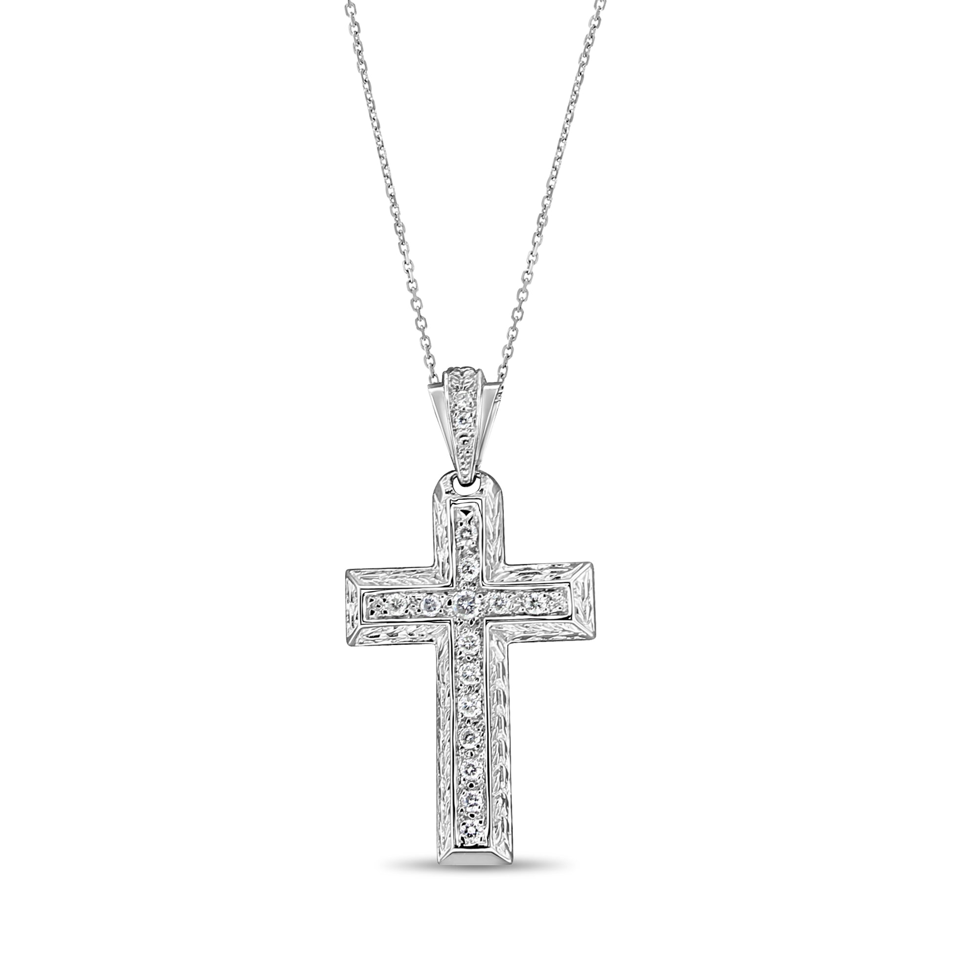 0.5 Carat Diamond Cross Pendant Necklace - 14K White Gold Religious Jewelry for Women - Perfect for Baptism, First Communion & Everyday Elegance