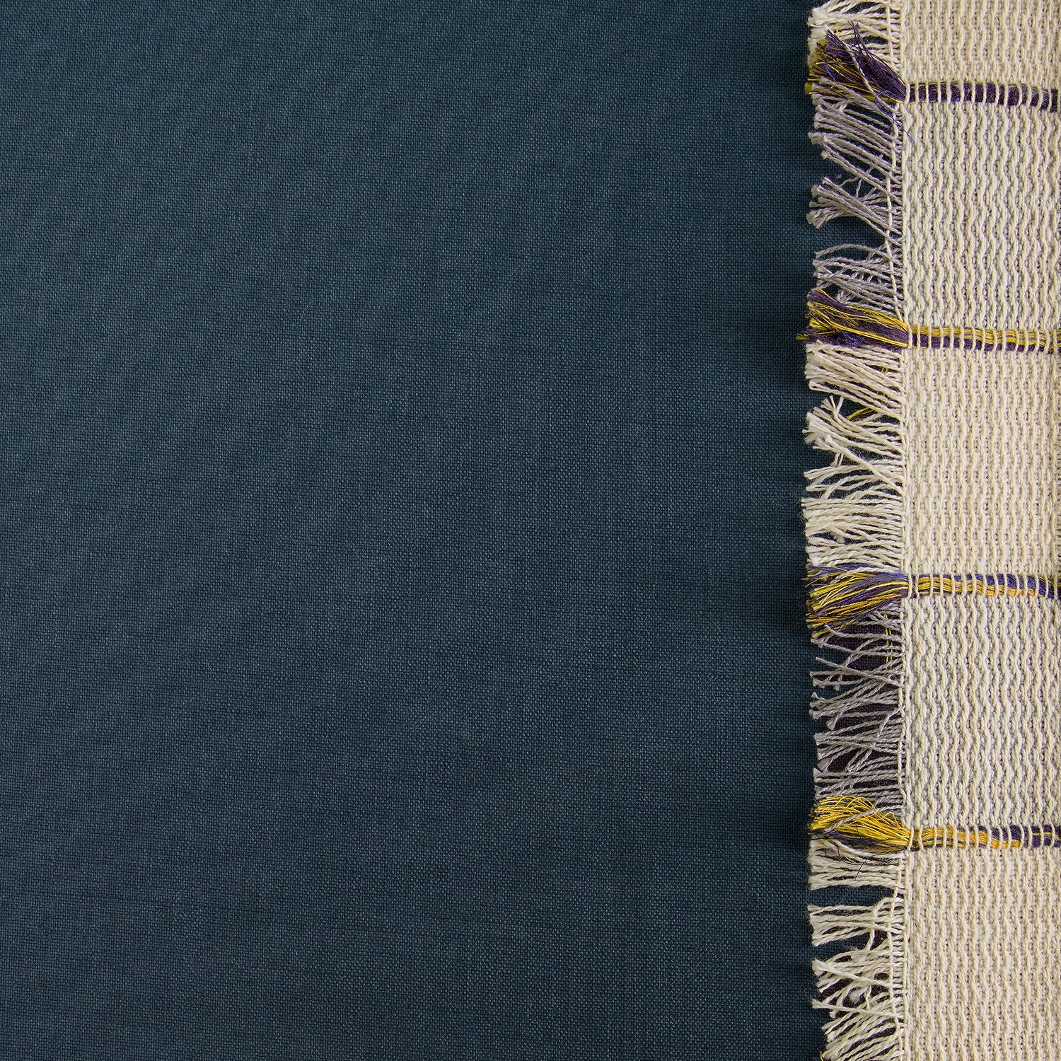 Dixy Blue Bordered Modern Hampton Textured Cotton Swatch - Premium Home Decor Fabric for Curtains, Pillows & Upholstery