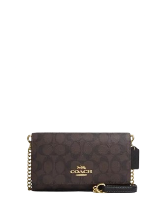 Coach Signature Canvas Flap Clutch Crossbody Bag - Stylish Women's Handbag for Work, Date Night & Evening Events