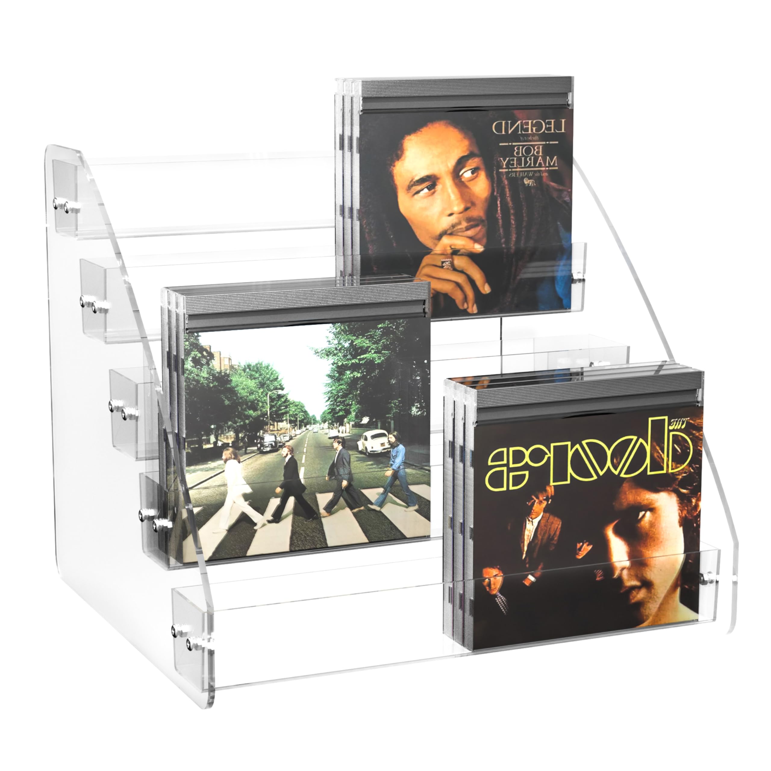 5-Tier Clear Acrylic CD Holder Organizer - Holds 30 Standard DVDs & CDs - Compact Media Storage Rack for Home, Office & Music Studio Organization