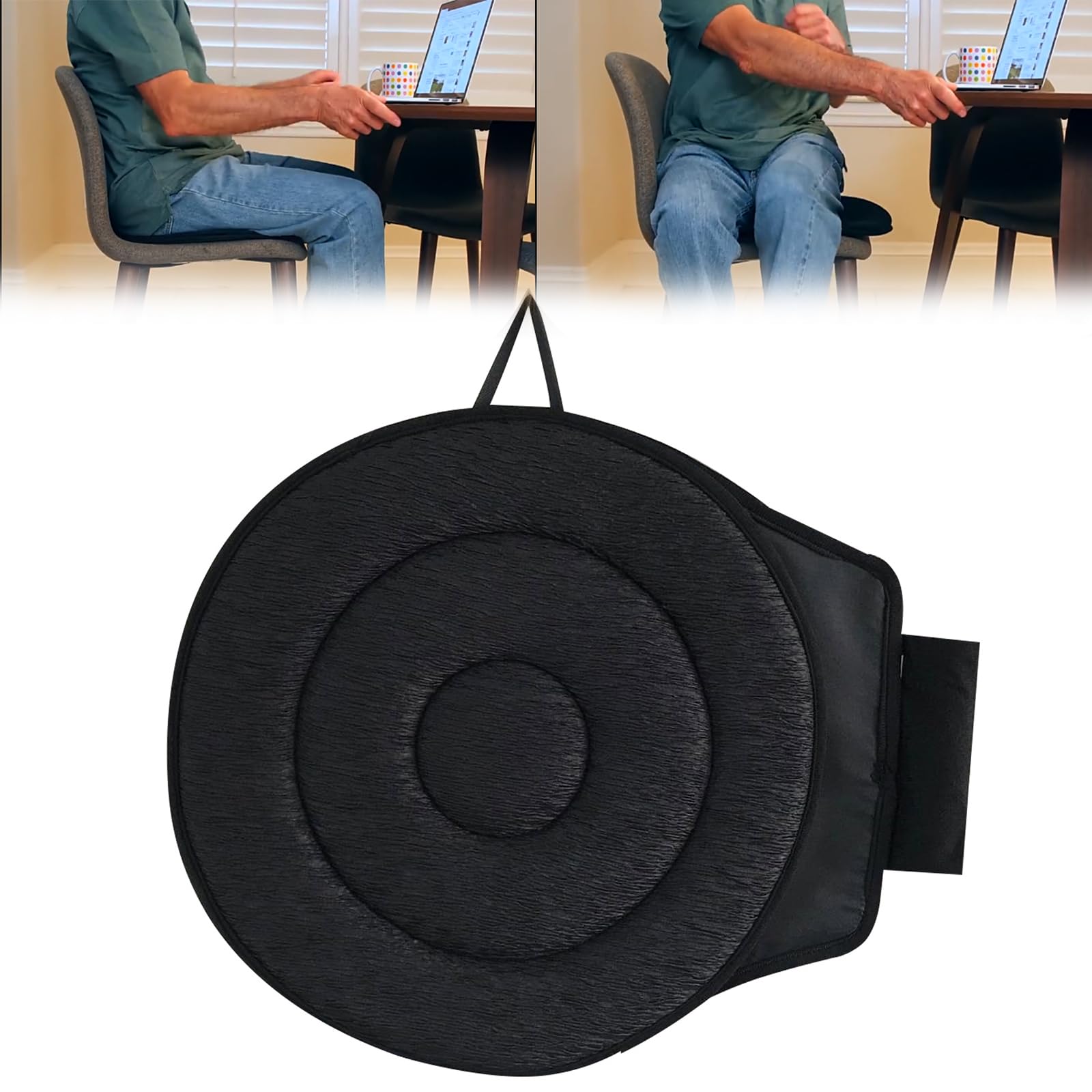 360° Rotating Car Seat Cushion for Elderly & Adults - Non-Slip Swivel Cushion for Car Seats & Office Chairs - Perfect for Easy Entry/Exit & Long Drives (Black)