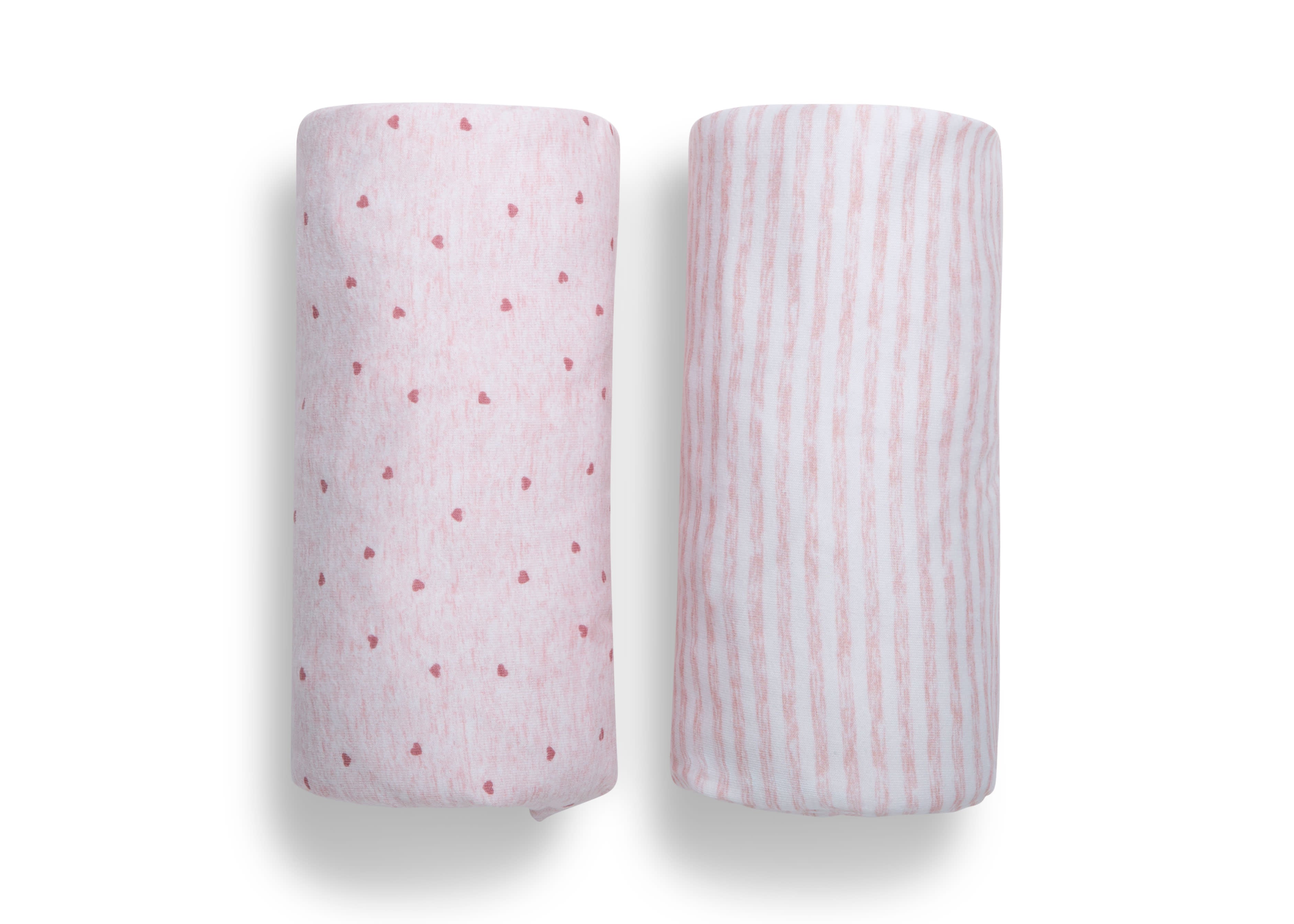BabyGap Pink Hearts & Stripes 100% Organic Cotton Crib Sheets 2 Pack - Soft Nursery Bedding for Safe Baby Sleep & Nursery Decor