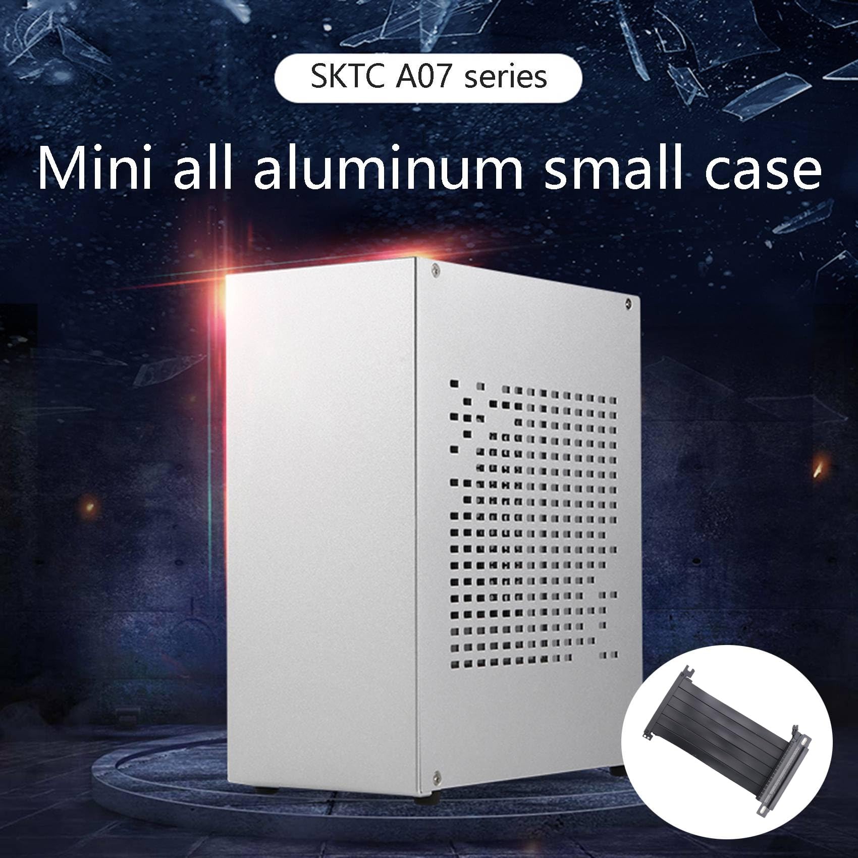Jufjsfy A07 ITX Computer Case - Mini HTPC Chassis with USB 3.0 Ports & GPU Extension Cable | Compact Gaming PC Build for Small Spaces, Home Theater & Office Workstations