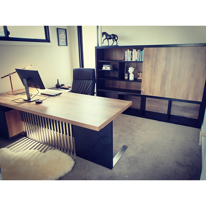 DAXTON 2.4M Display Unit - Warm Oak & Black Finish for Retail Stores, Boutiques & Home Decor