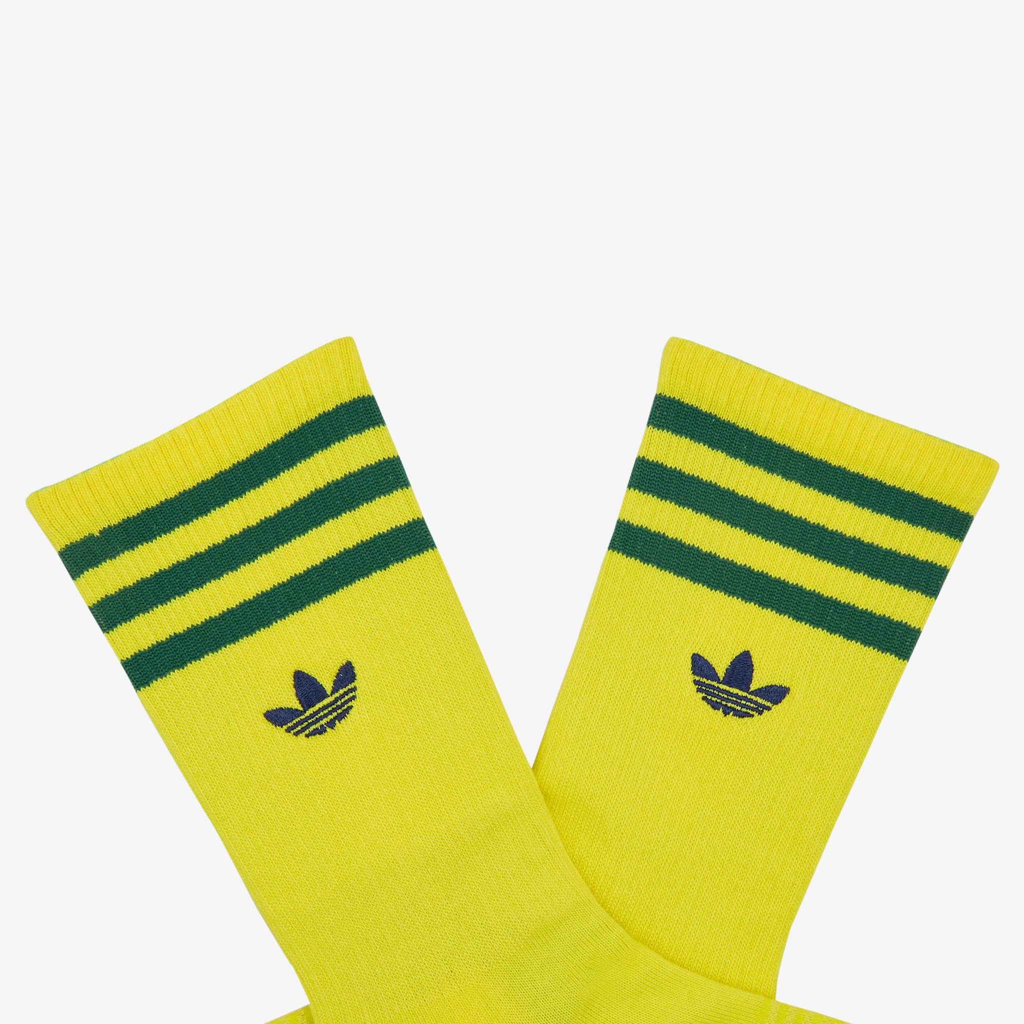Brain Dead x Socks - Bright Yellow, Amazon Green & Collegiate Navy Color Block Crew Socks - Streetwear Fashion for Men & Women - Perfect for Casual Wear, Sneaker Pairing and Urban Outfits
