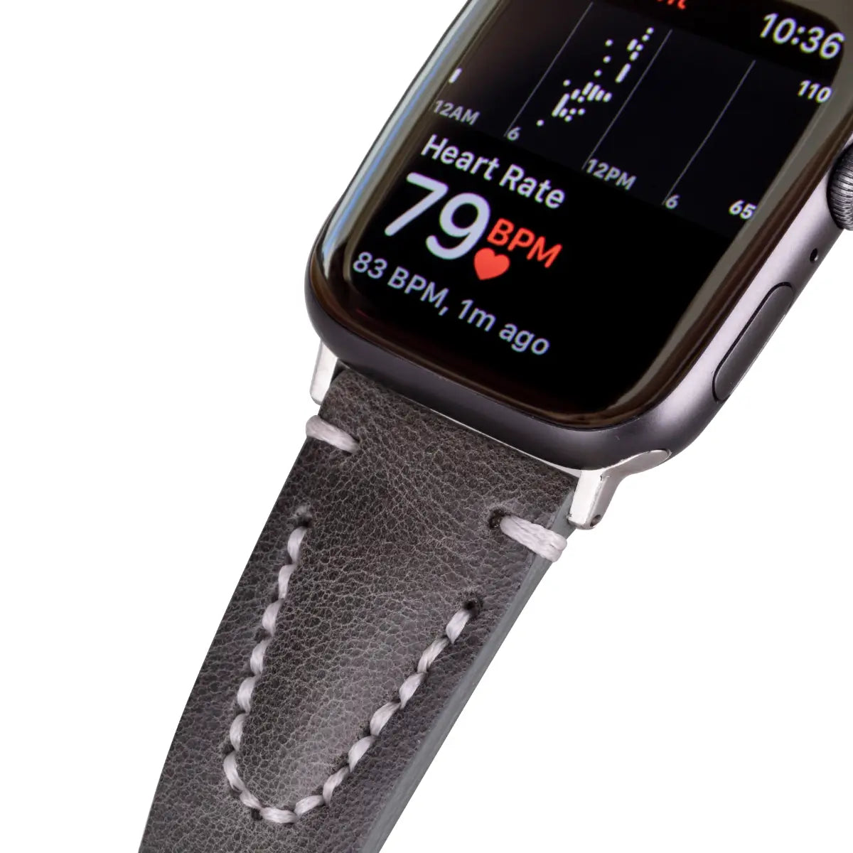 Premium Burnished Gray Leather Sport Band for Apple Watch – Durable & Stylish for Workouts, Running & Everyday Wear (Avila Design)
