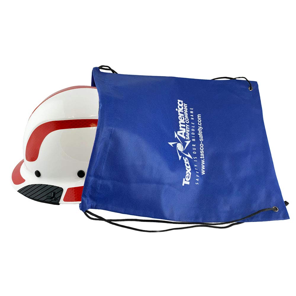 Fiberglass Composite Full Brim Safety Hard Hat - ANSI Certified Lift Helmet with Reflective Decals (White/Red) & Free Tote Bag - Ideal for Construction, Roofing & Industrial Work Safety