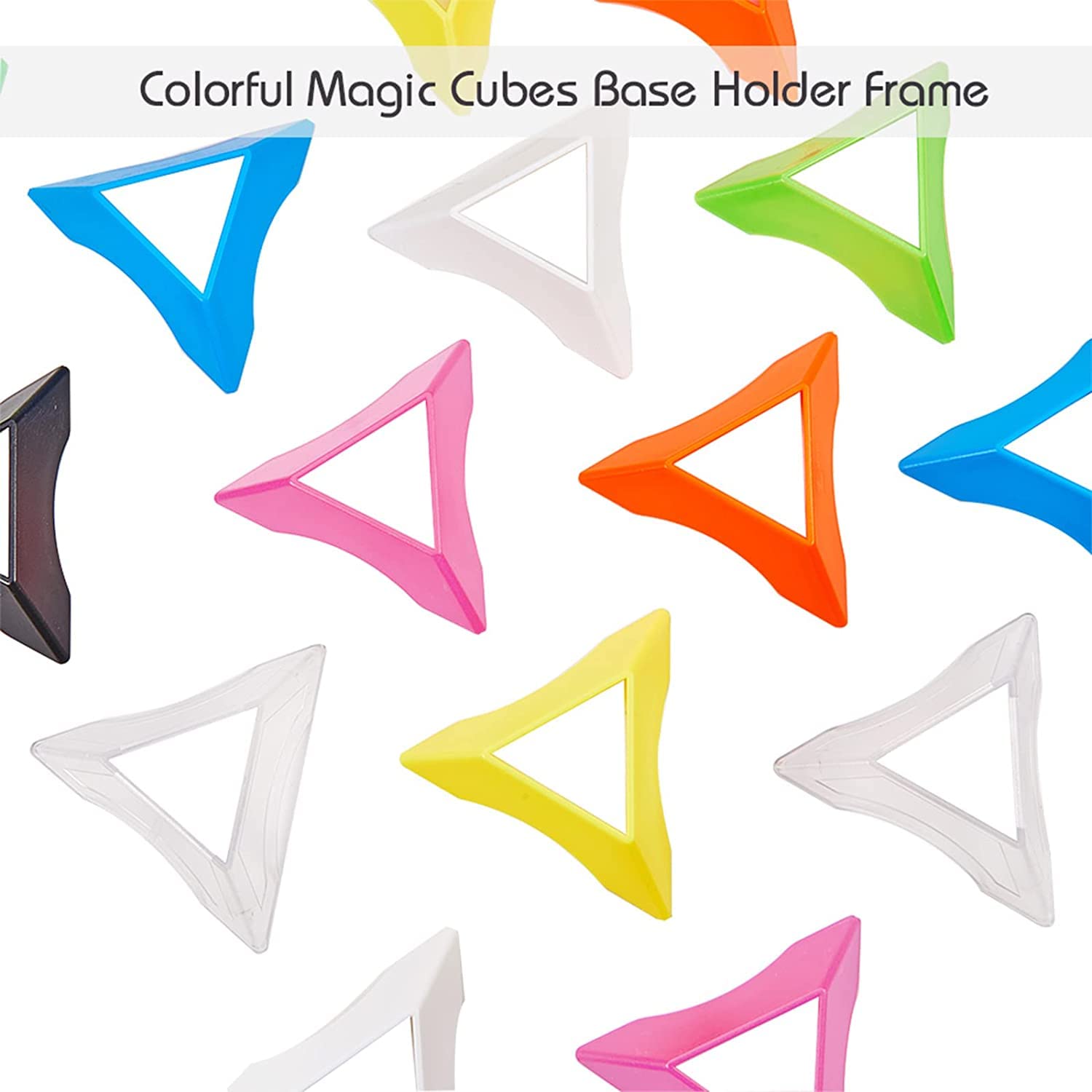 D ETERNAL Kids Cube Stand Set of 3 - Speed Cube & Rubik's Cube Holder for Puzzle Games, Magic Tricks & Learning Toys (Mixed RBY Colors) - Perfect for Classroom, Playroom & Gift Giving