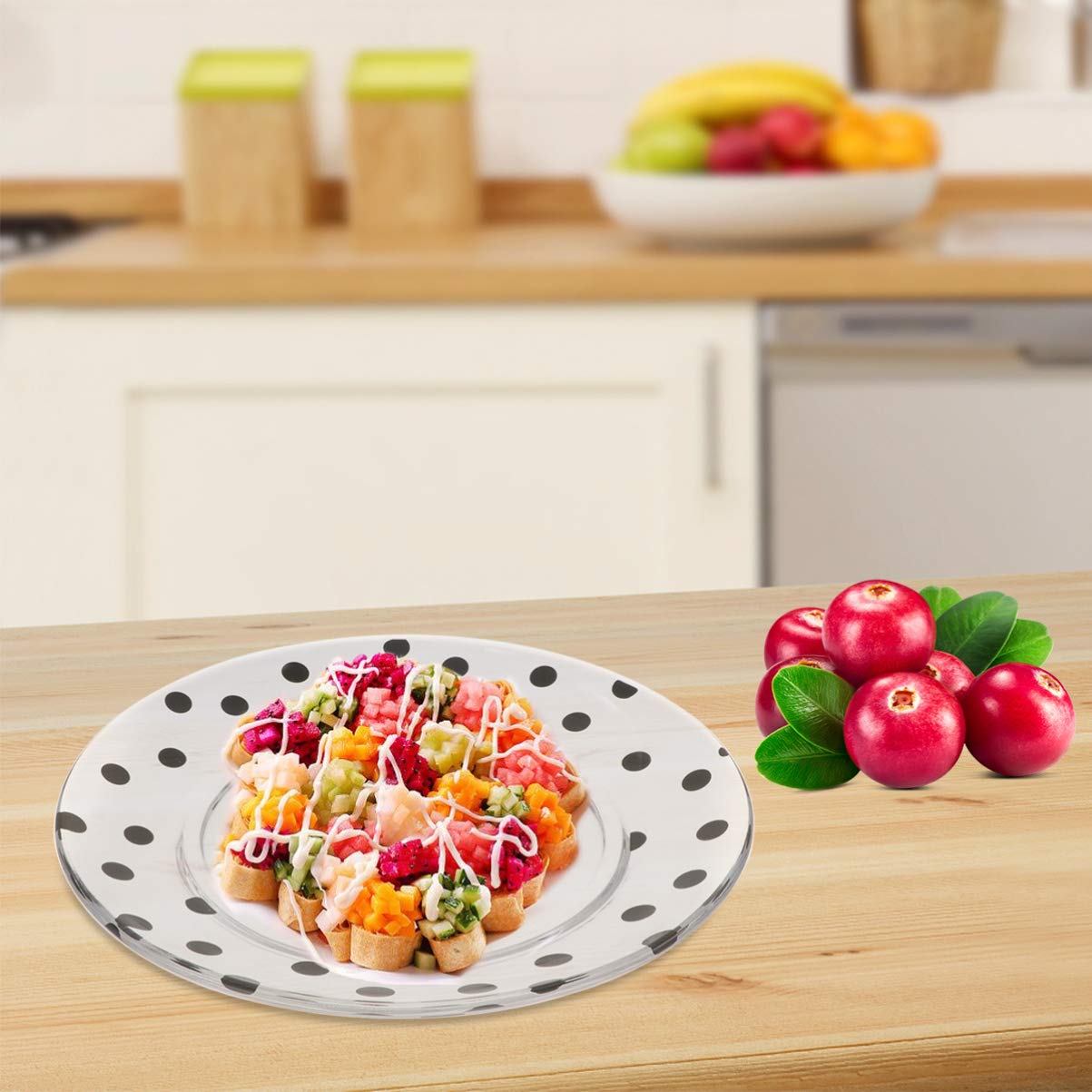 Hemoton Clear Glass Plate Set - 1PC Dot Glass Dish for Fruits, Salads, Ice Cream & Desserts | Durable & Elegant Glass Dinner Plates | Perfect for Home Dining, Parties & Restaurant Use