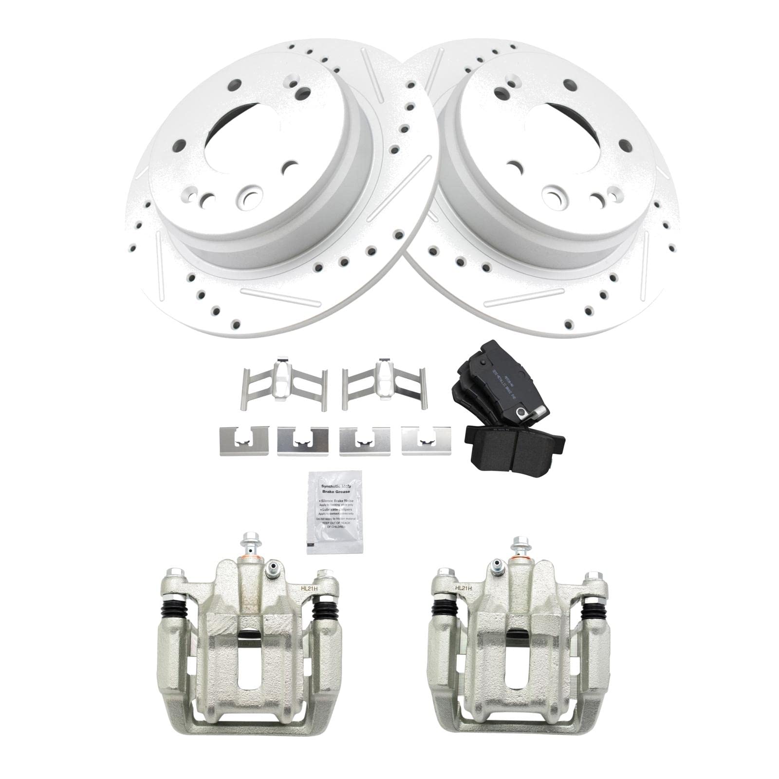 TRQ Premium Rear Performance Brake Pad & Rotor Kit - Semi-Metallic Brake Pads with G-Coating - Compatible with 1999-2003 Acura TL - Ideal for Daily Driving & Performance Upgrades