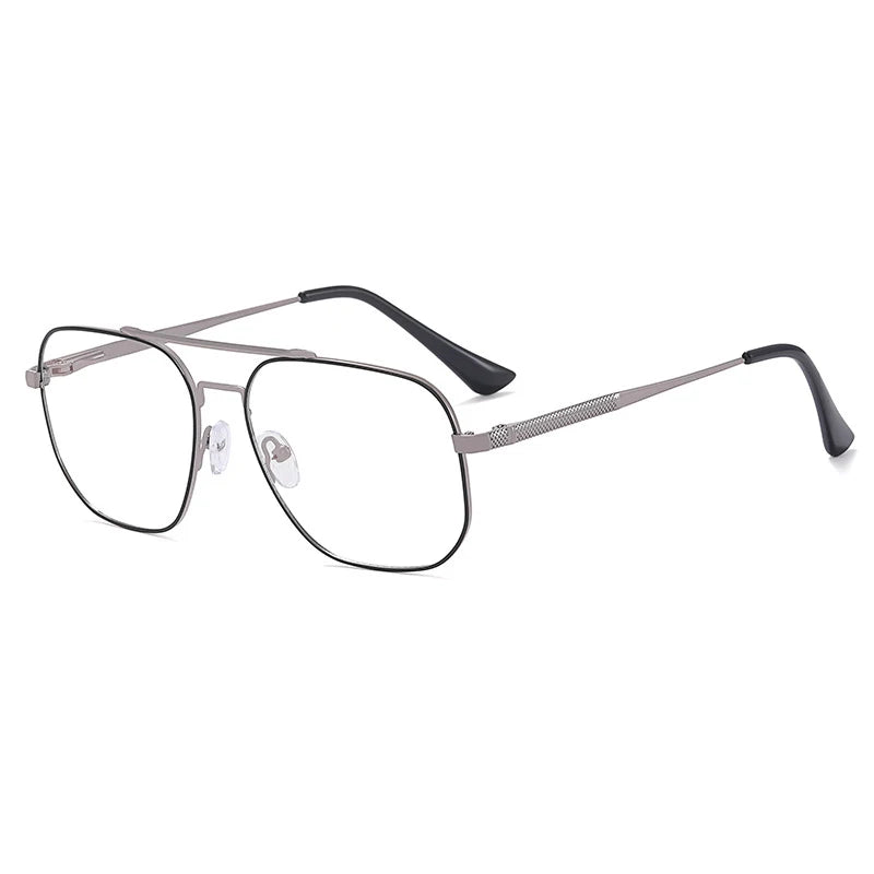 CCspace Unisex Full Rim Large Square Double Bridge Alloy Eyeglasses 57238 - Stylish Lightweight Frame for Men & Women - Perfect for Reading, Work, and Everyday Wear