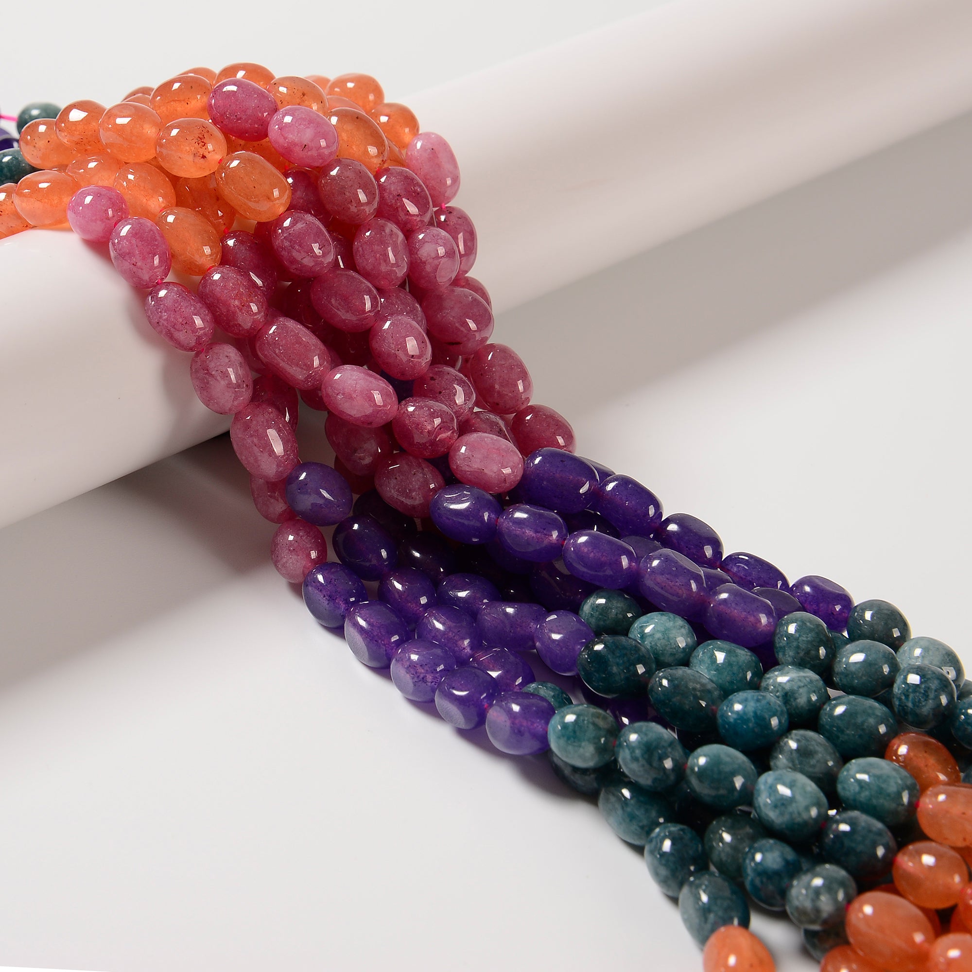 Natural Multi-Color Dyed Jade Pebble Beads | 8x10mm Irregular Nugget Beads | 15.5 Inch Strand for Jewelry Making, DIY Crafts, Bracelets & Necklaces | Perfect for Boho, Hippie Style Accessories