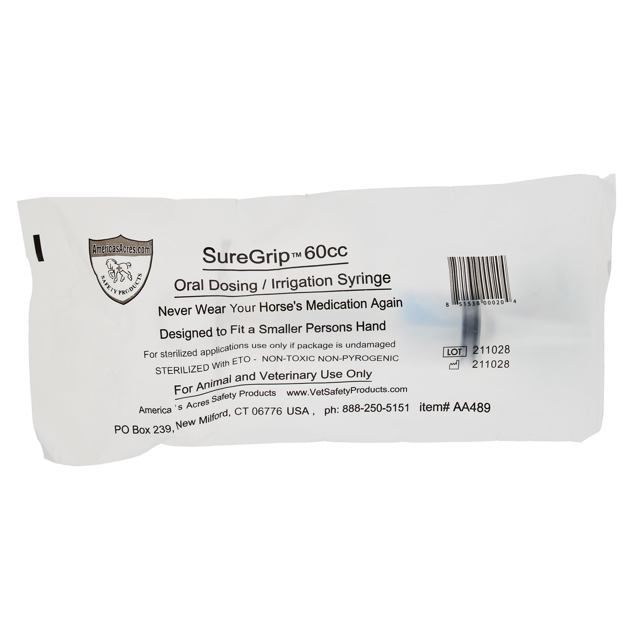 America's Acres SureGrip Syringe 60cc - Medical Grade Luer Lock Syringe for Precise Liquid Measurement | Ideal for Veterinary, Lab, and Industrial Applications