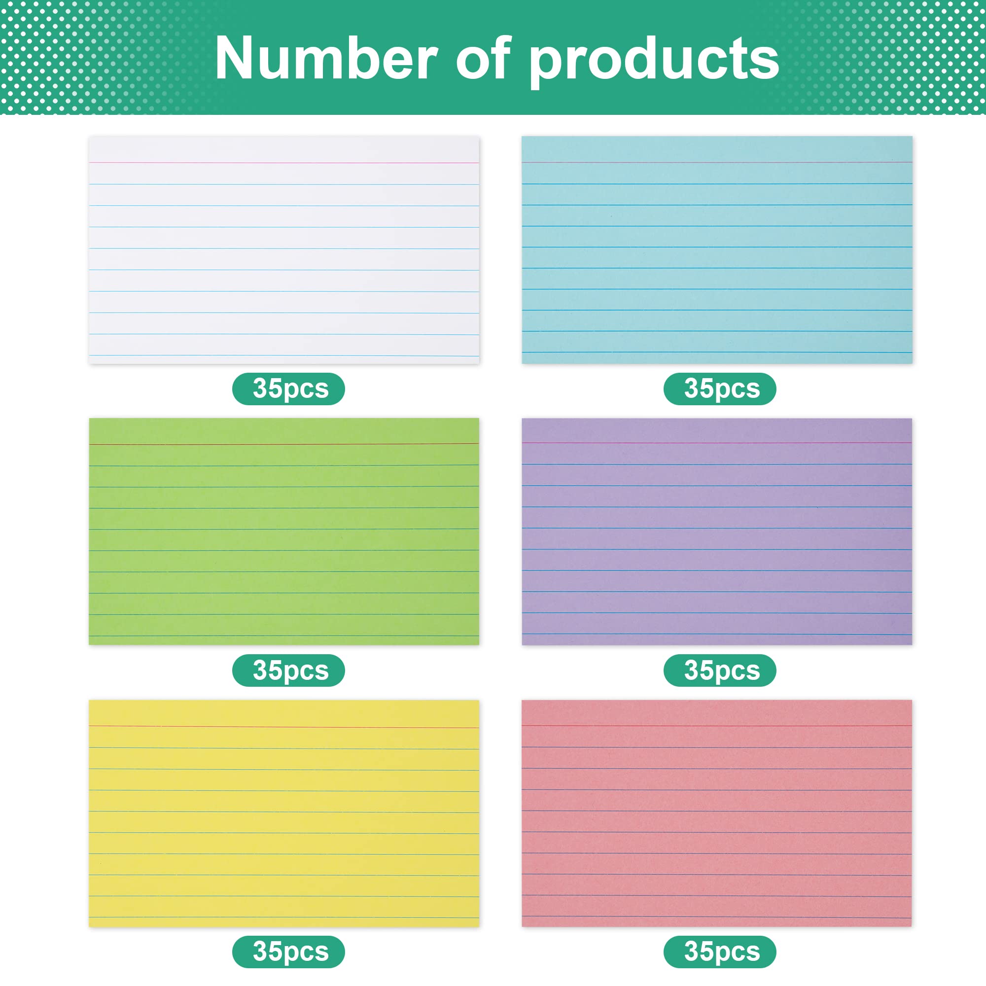 3x5 Index Cards - 210-Piece Ruled Colored Flash Cards for Studying, Note Taking & Organization | Perfect for School, Office & Study Sessions | Durable Note Cards for Students & Professionals