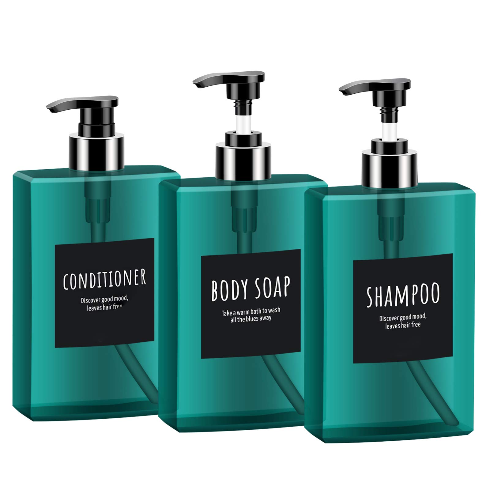 Segbeauty 3-Pack 400ml (13.53oz) Refillable Pump Bottles for Shampoo, Body Wash & Conditioner | Empty Plastic Shower Gel Dispensers | Bathroom Storage Containers for Lotion & Liquid Soap | Ideal for Home, Gym & Travel Use