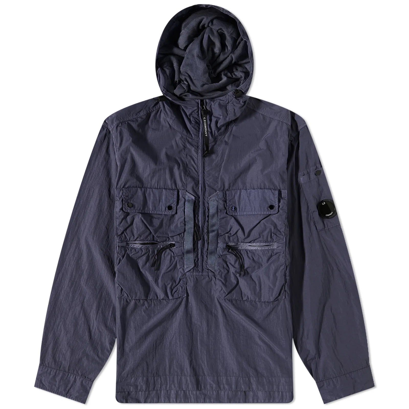 CP Company Navy Chrome Hooded Smock Jacket - Waterproof Windbreaker for Outdoor Hiking & Urban Streetwear Fashion